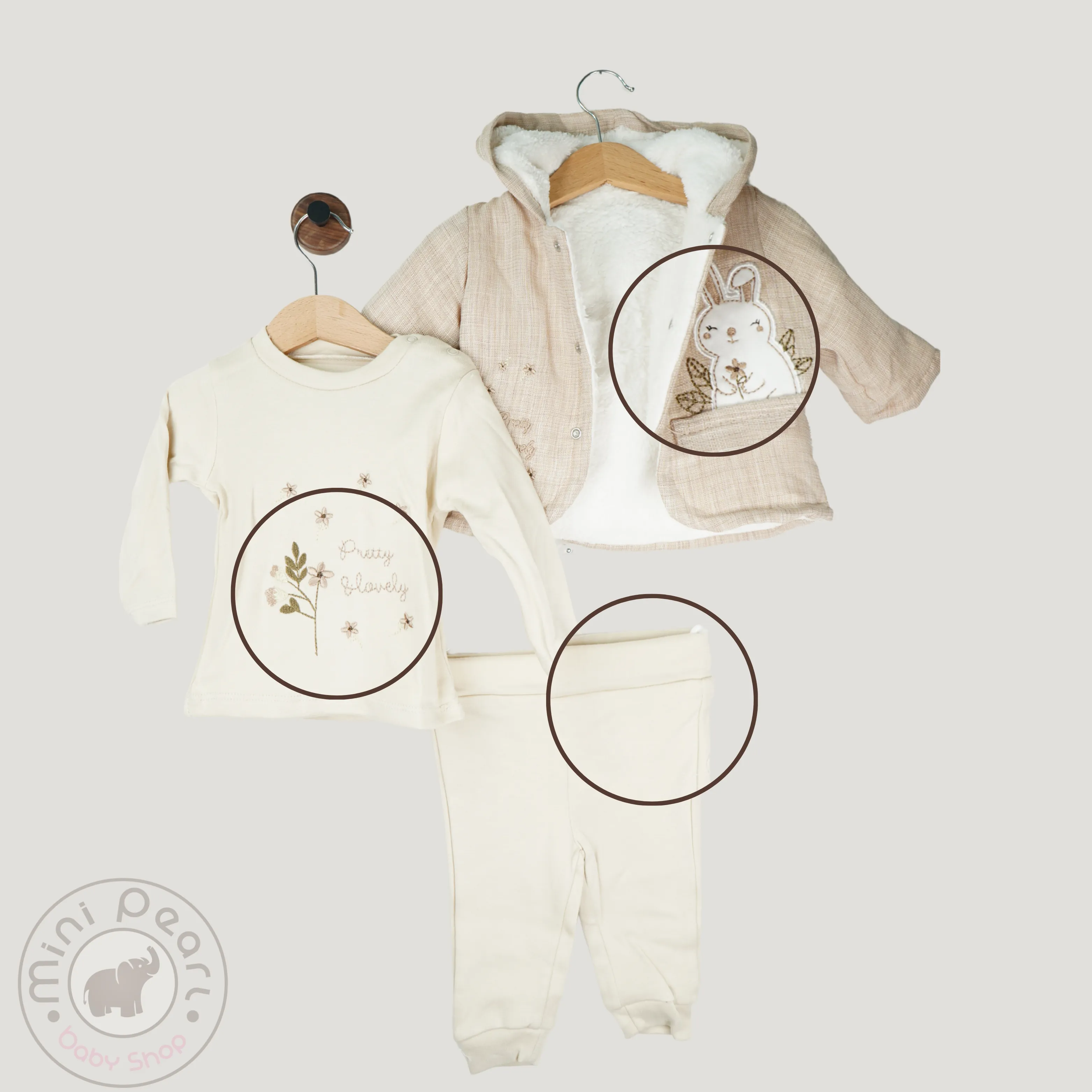 3-teiliges Baby-Winterset mit Teddyjacke, Shirt und Hose
