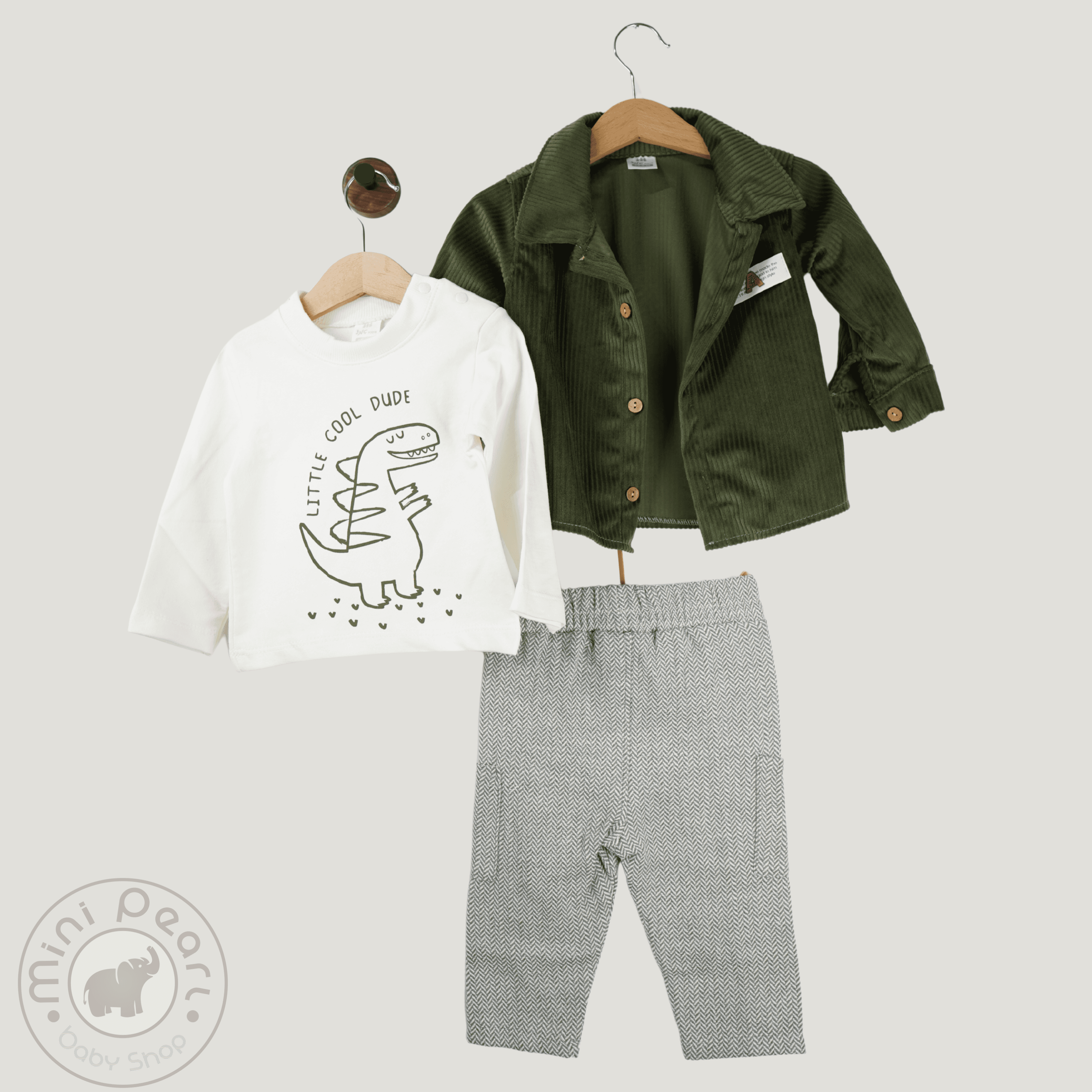 Baby Outfit "Kleiner Dino" – 3-teiliges Set aus 100% Baumwolle
