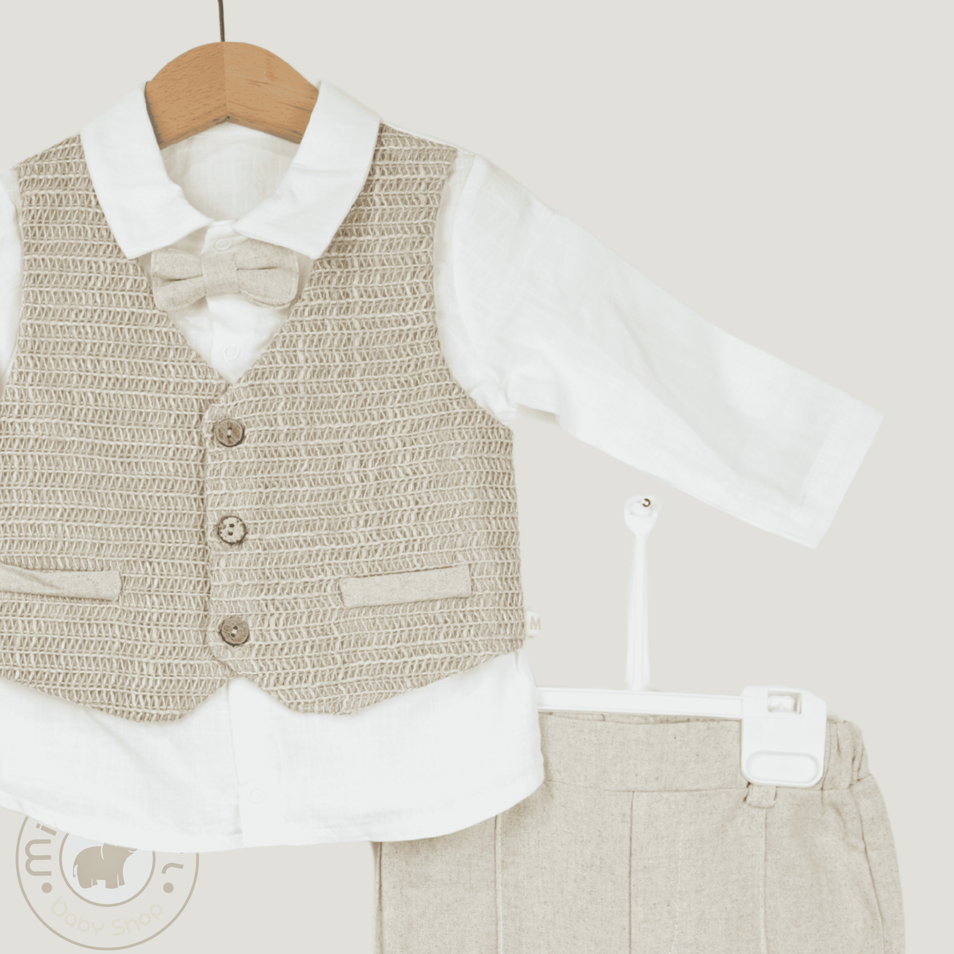 3-teiliges Babyset mit Weste und Fliege