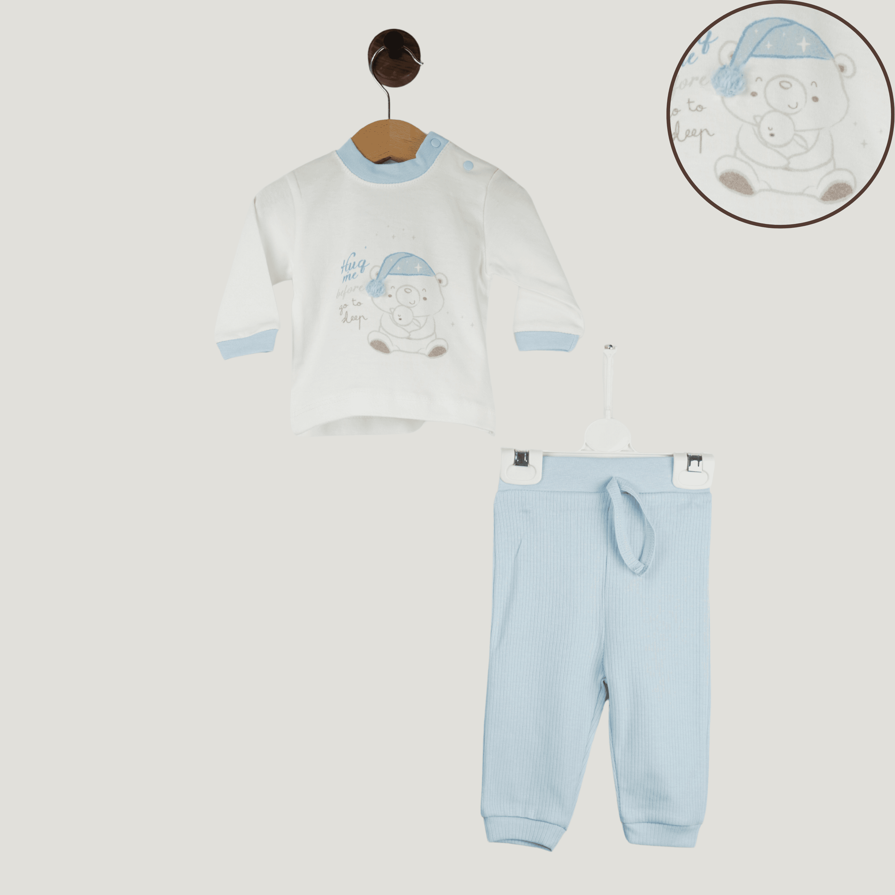 Baby Set – Langarmshirt mit Bärenmotiv & Ripp-Hose