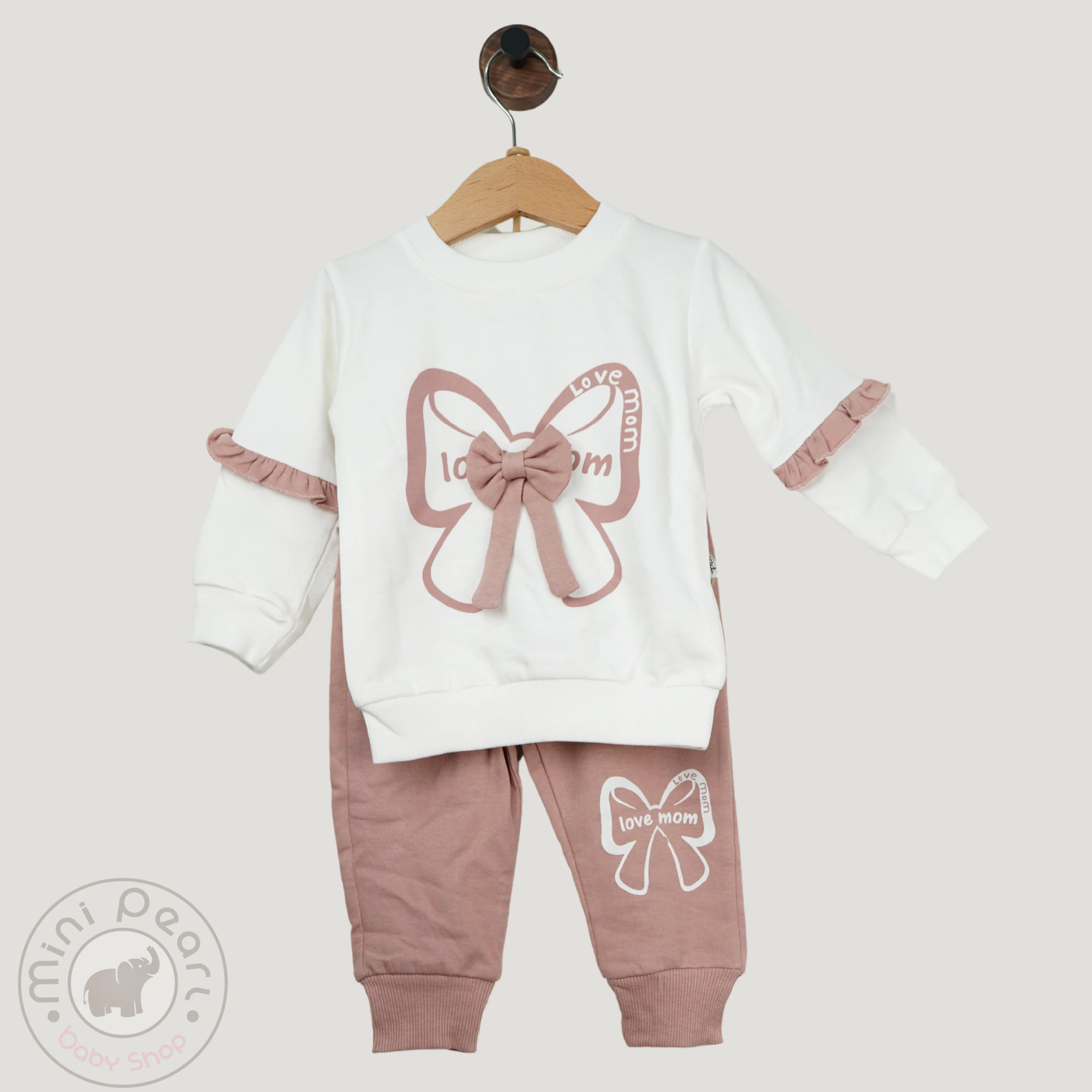 Baby-Set mit Schleife und "Love Mom"-Print – 100% Baumwolle