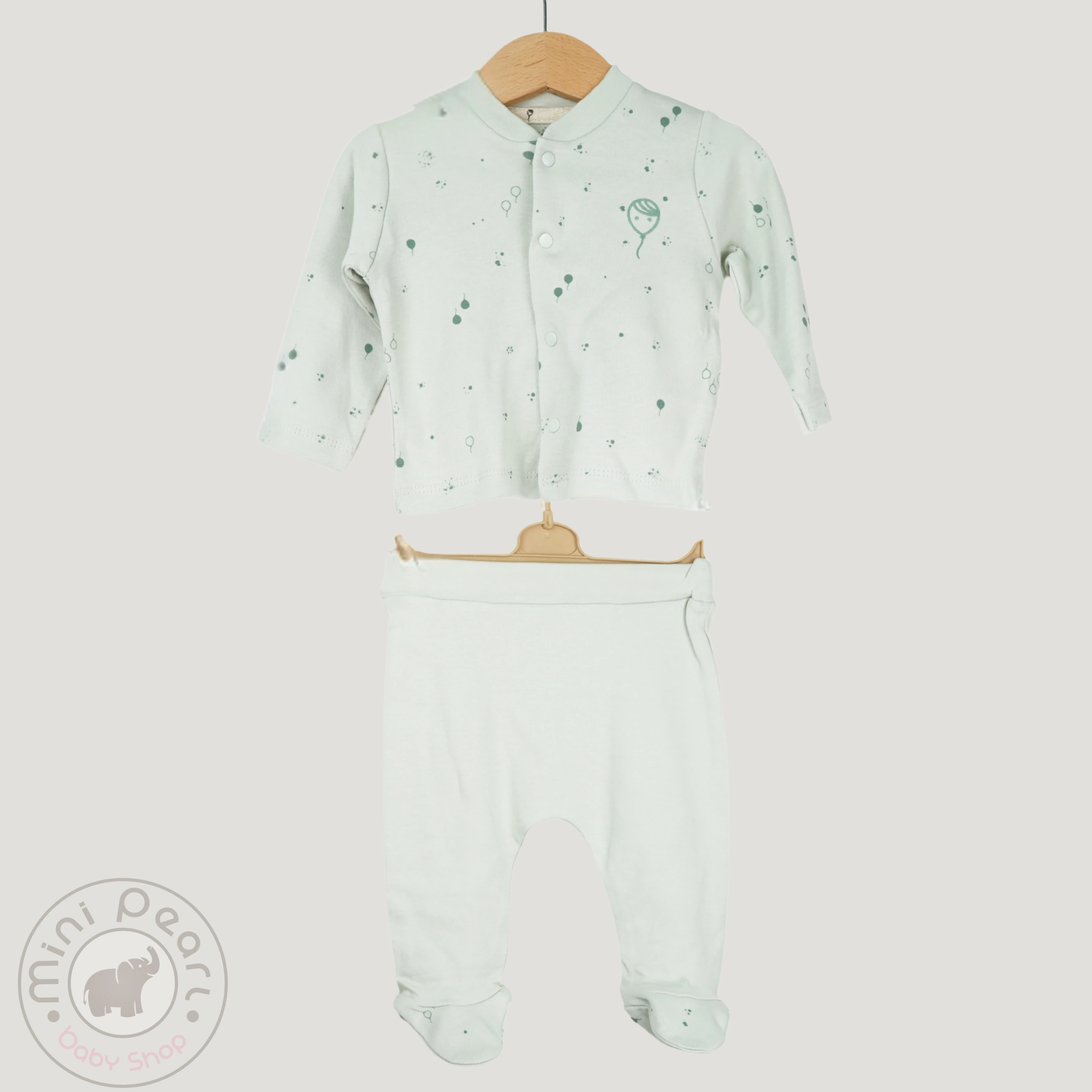 5-teiliges Babyset – Druckknopf-Jäckchen, Hose mit Füßen, Mütze, Halstuch & Handschuhe