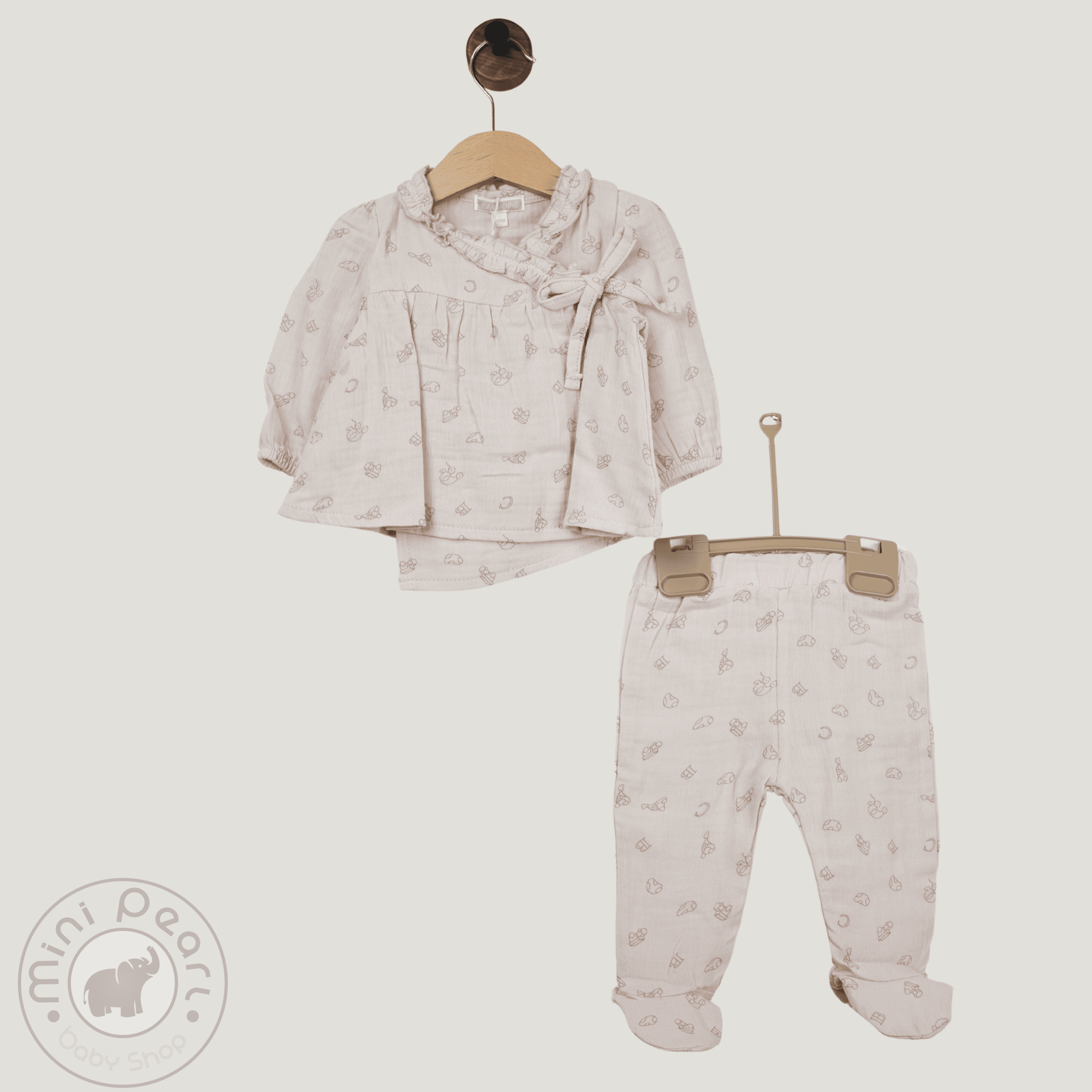 Babyset mit Schleifen-Detail – 2-teilig, 100% Baumwolle