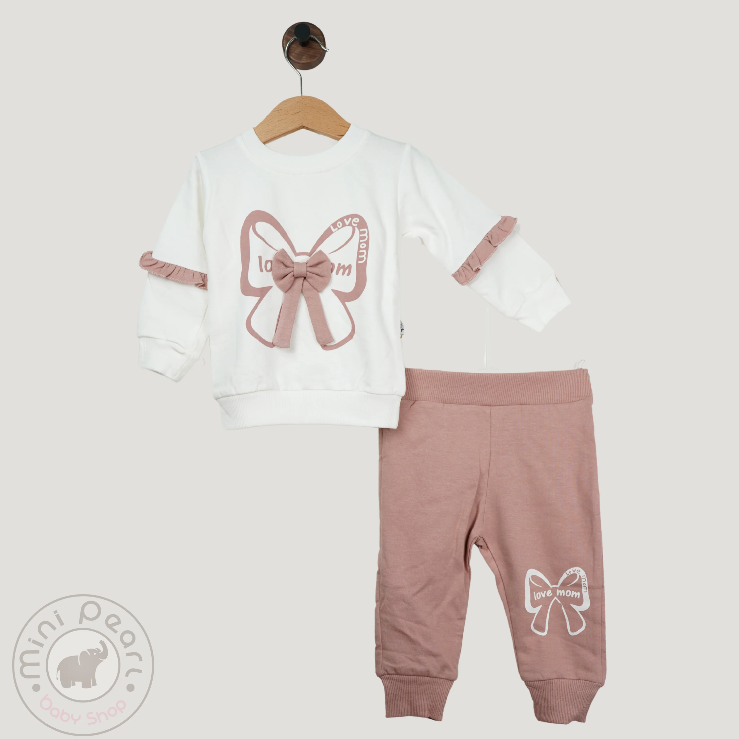 Baby-Set mit Schleife und "Love Mom"-Print – 100% Baumwolle