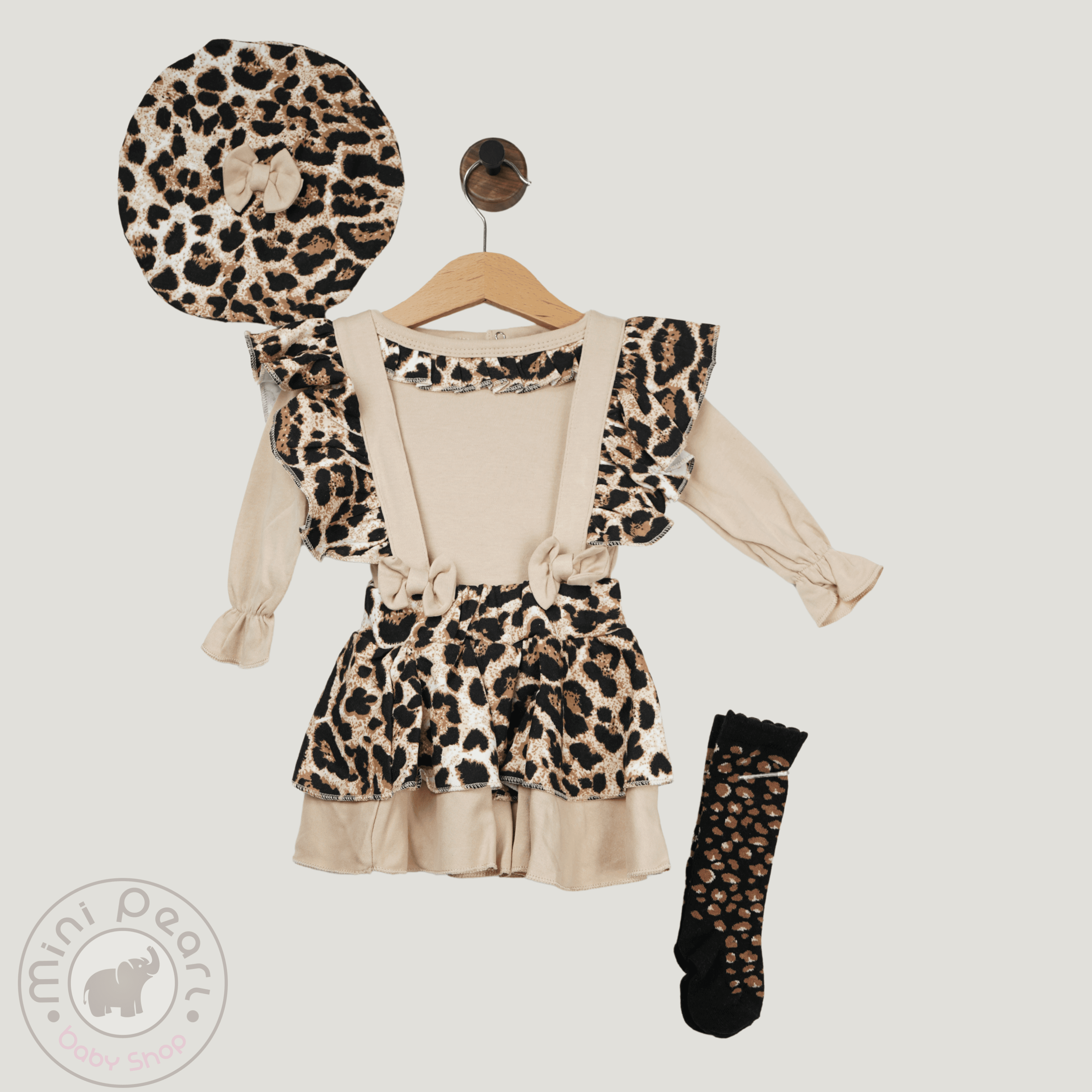 Baby-Set mit Leopardenmuster – 4-teilig, 100% Baumwolle