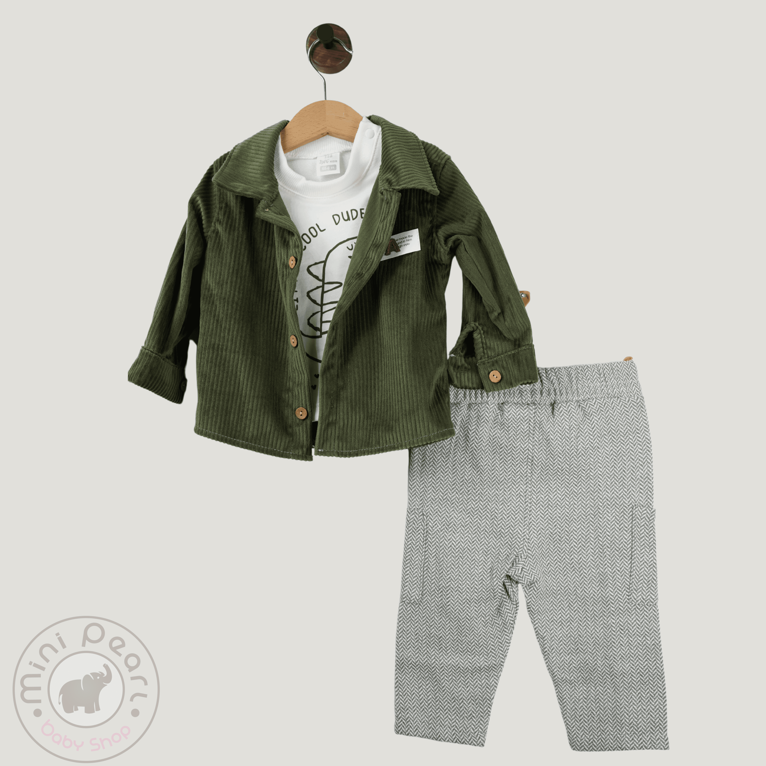 Baby Outfit "Kleiner Dino" – 3-teiliges Set aus 100% Baumwolle