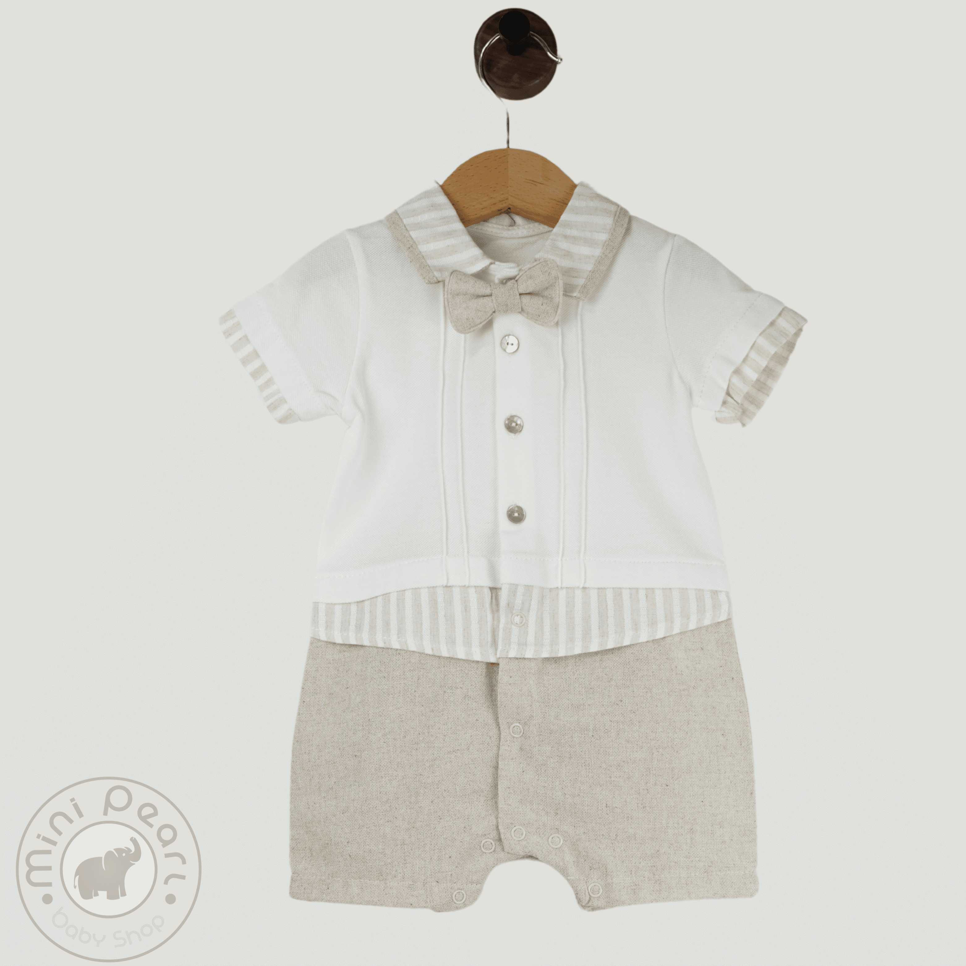 Baby Kurzarm-Overall mit Fliege – Elegant & Bequem