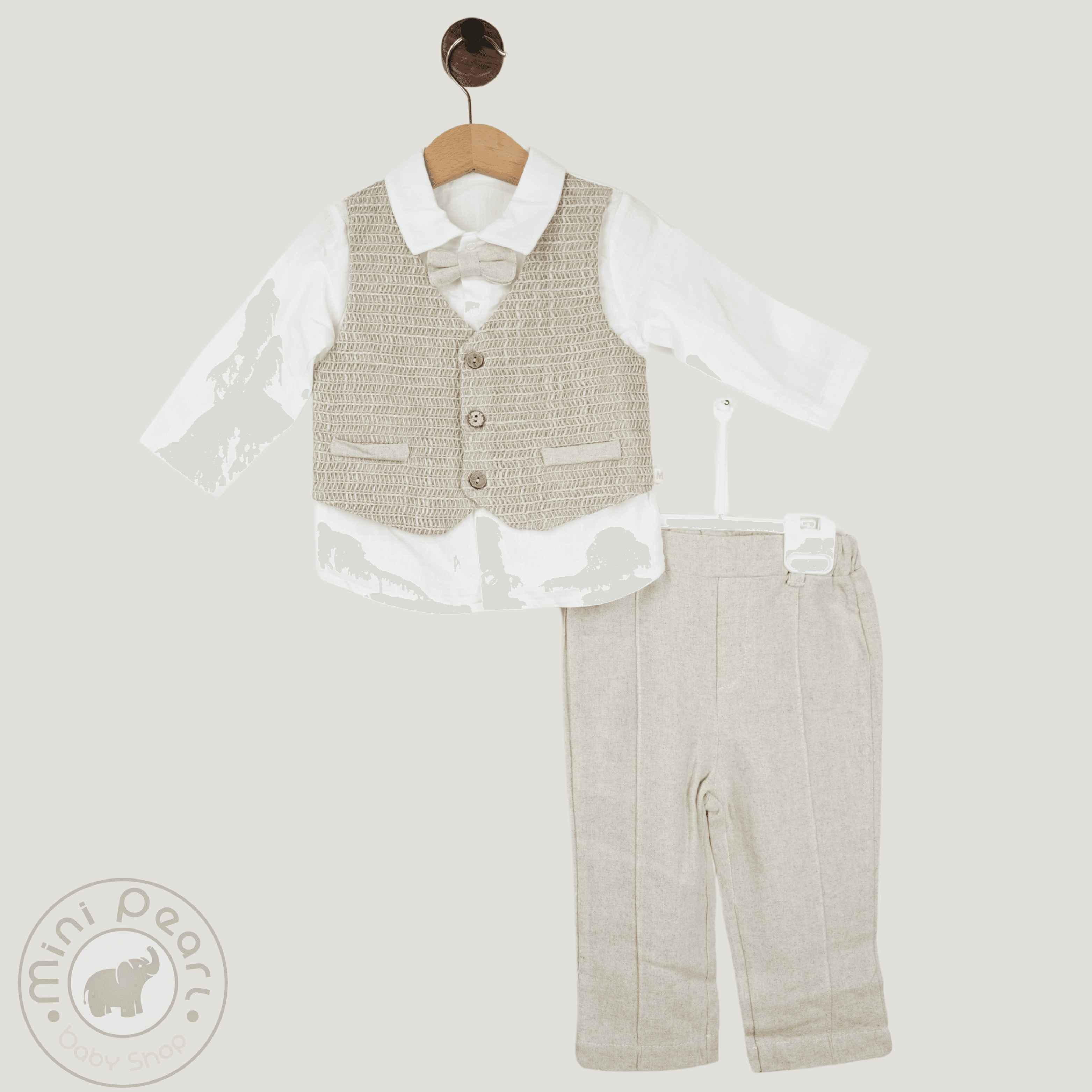3-teiliges Babyset mit Weste und Fliege