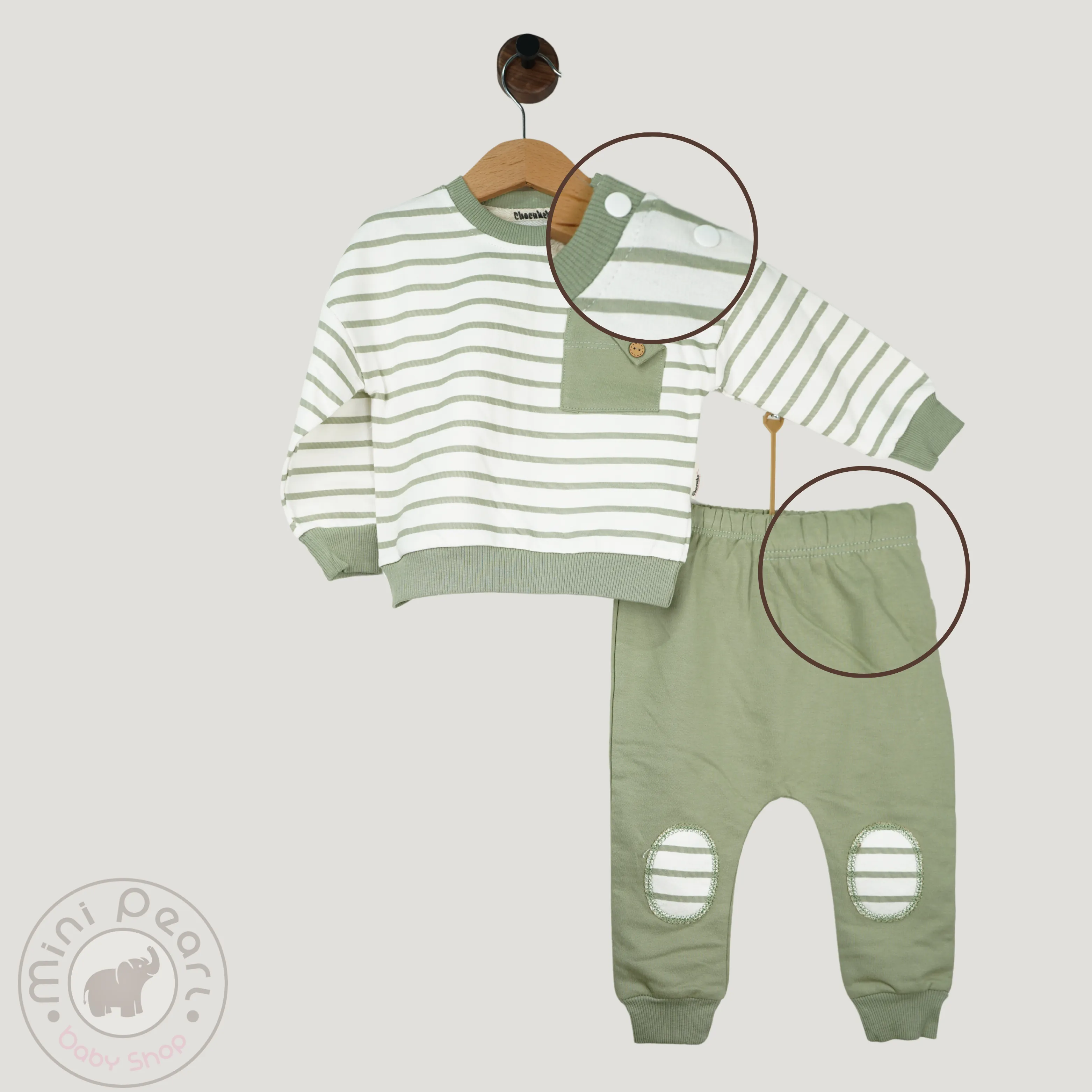 2-teiliges Babyset mit Streifenpullover und Kniepatch-Hose