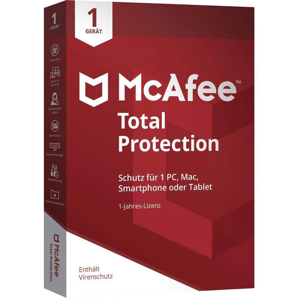 McAfee Total Protection 2024 1 PC - 1 Gerät 1 Jahr Vollversion