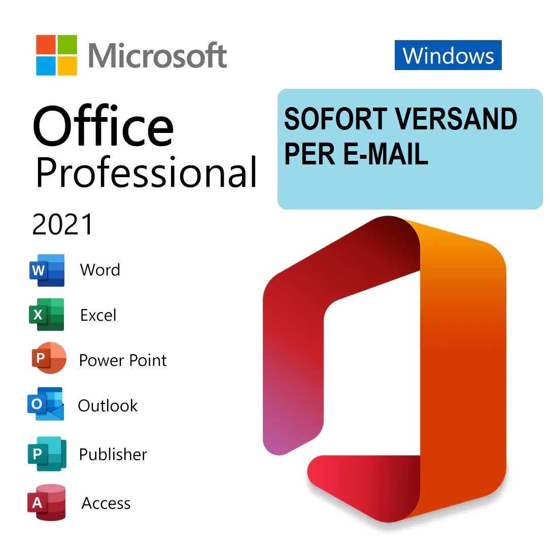 Microsoft Office 2021 Professional für Windows 10-11  | Trusted Shops zer­ti­fi­ziert + Käu­fer­schutz |  Online Aktivierung