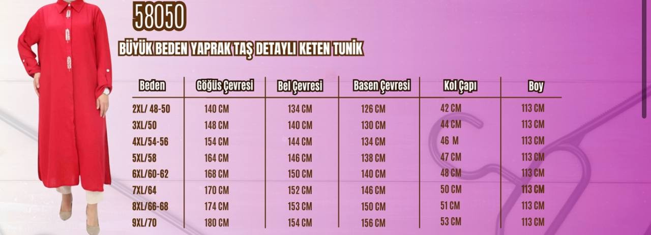 YAPRAK TAŞLI KETEN TUNİK