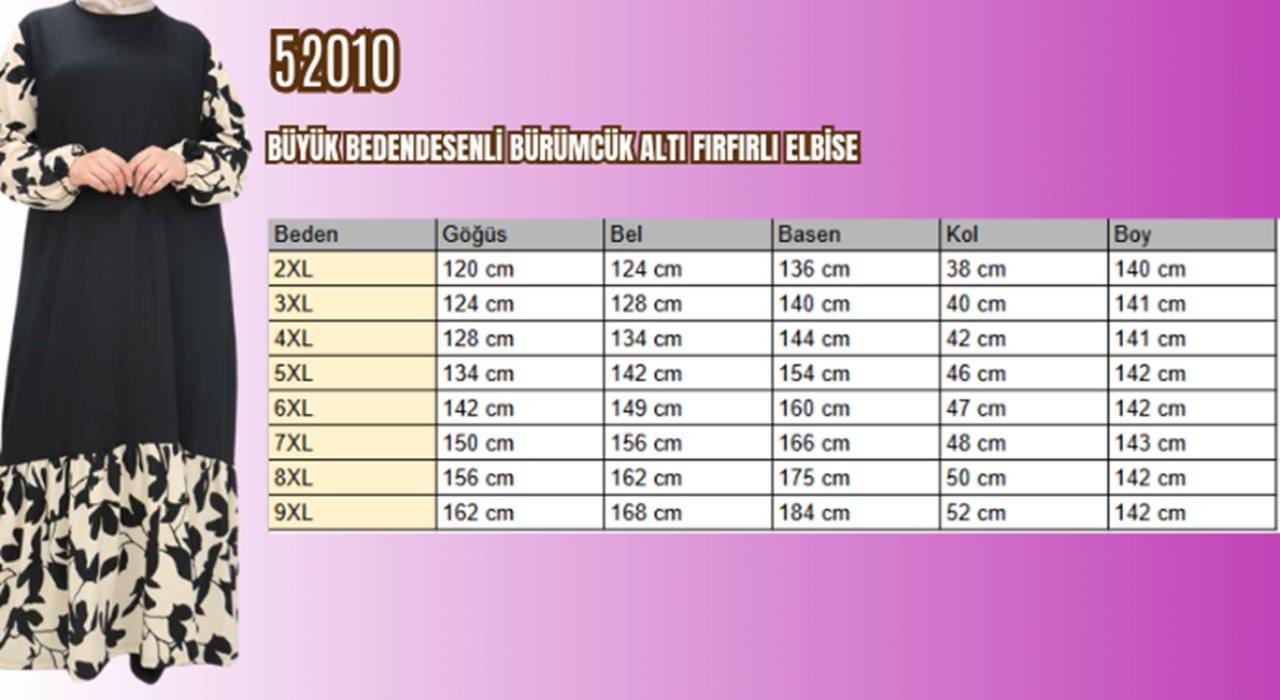 52010 - DESENLİ BÜRÜMCÜK ELBİSE