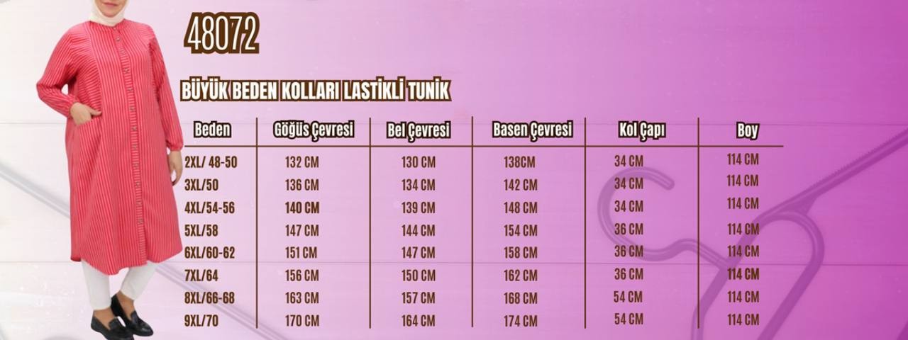 48072 - ÇİZGİLİ KETEN TUNİK