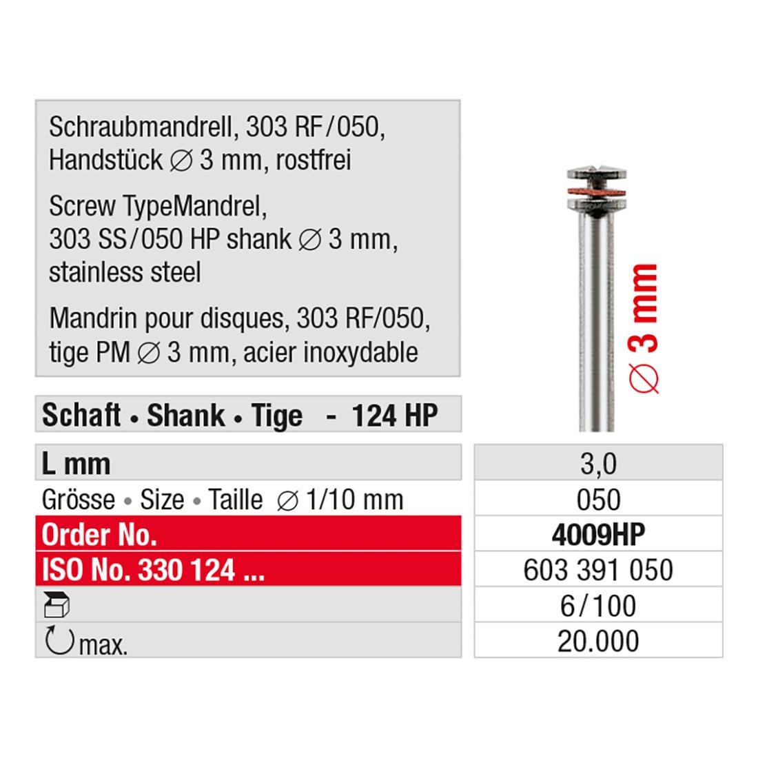 EDENTA | Mandrin pour disques 303 RF/050 4009HP