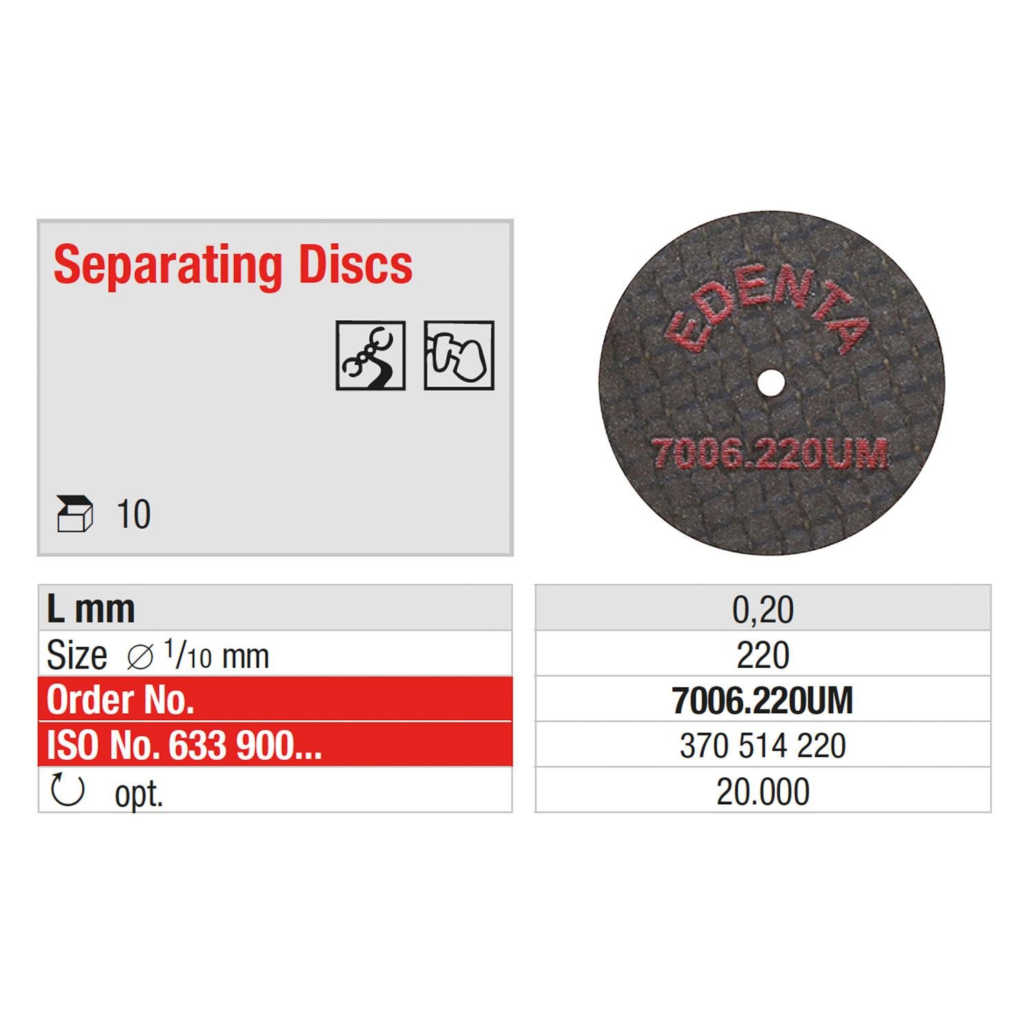 EDENTA | 7006-220UM 10x disque à séparer - fibré renforcé