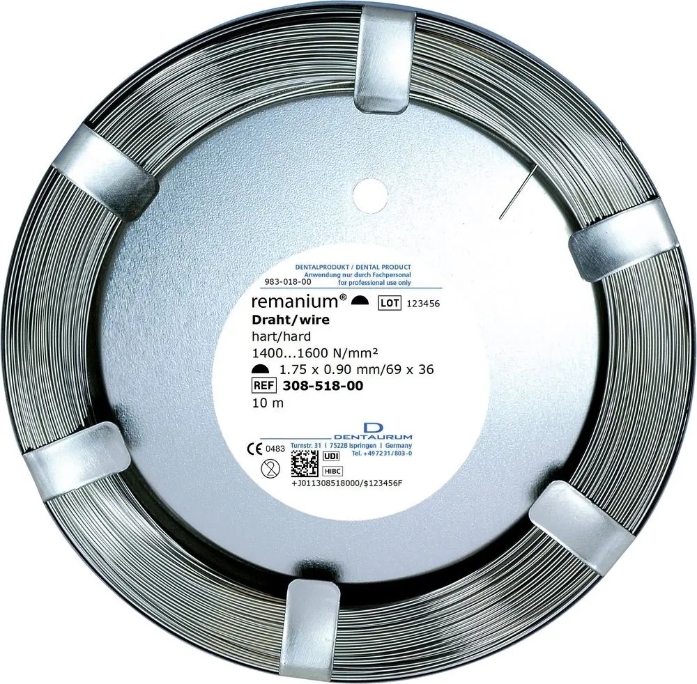 Dentaurum | Demi-Jonc remanium - demi-rond 1,75 mm x 0,90 mm / 69 x 36, dur