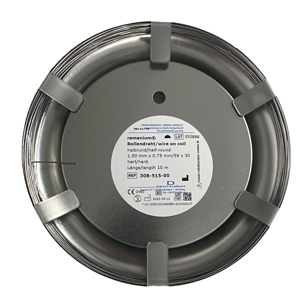 Dentaurum | Demi-Jonc remanium - demi-rond 1,50 mm x 0,75 mm / 59 x 30, dur