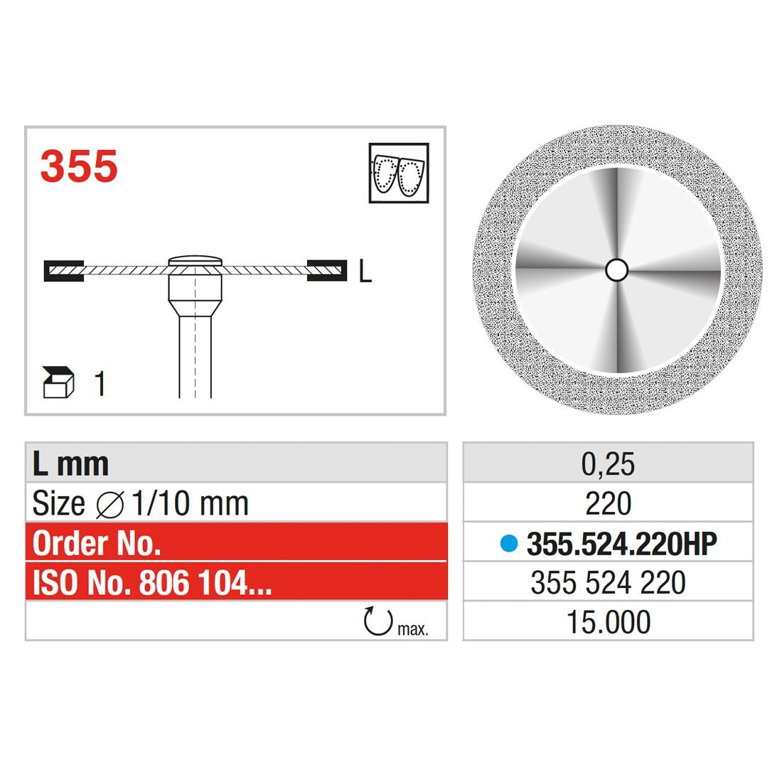EDENTA | ED-355.524.220HP - Disque diamanté SUPERFLEX