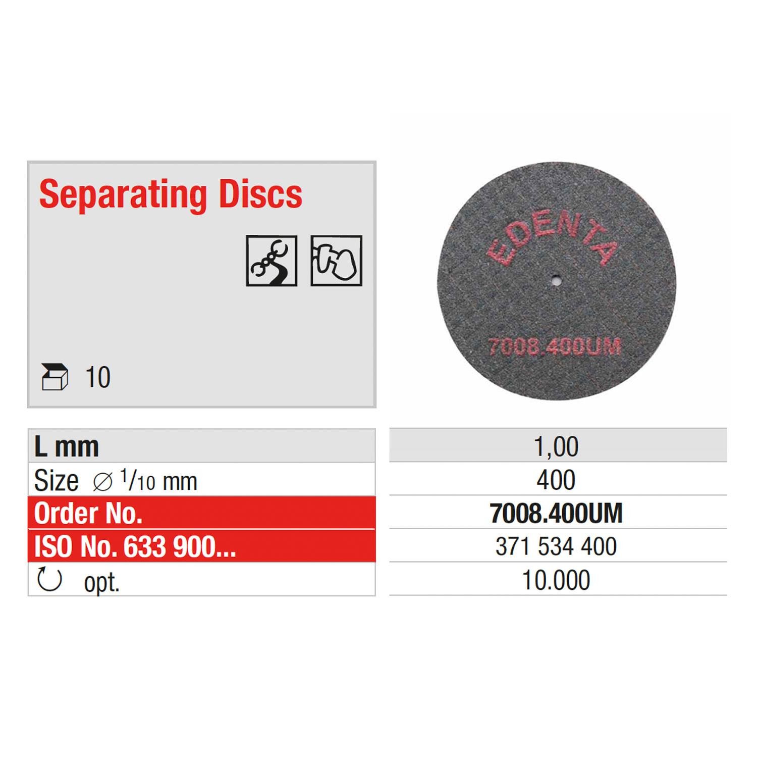 EDENTA | 7008-400UM 10x disque à séparer - fibré renforcé