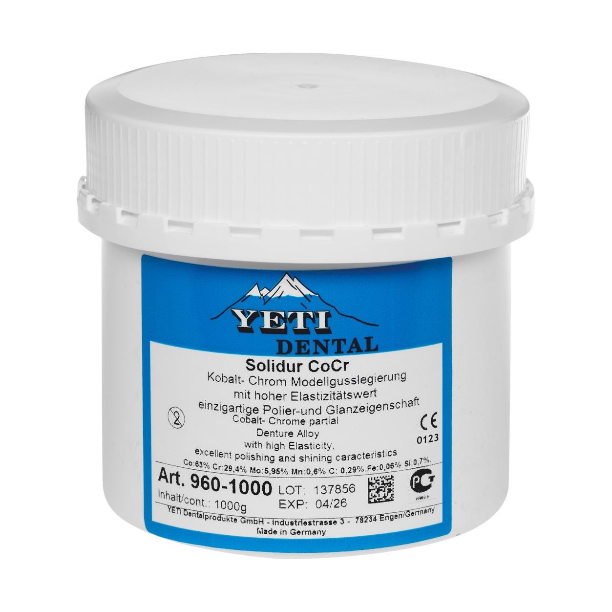 YETI DENTAL | Métal Fixe - SOLIDUR CoCr - 1kg