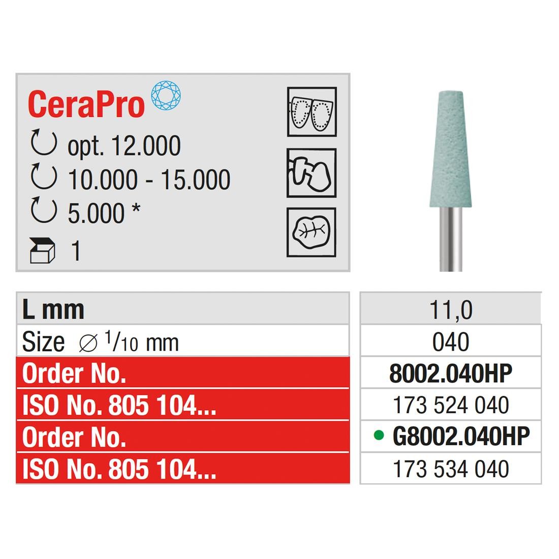 EDENTA | ED-8002.040HP - CeraPro - Cône bout plat