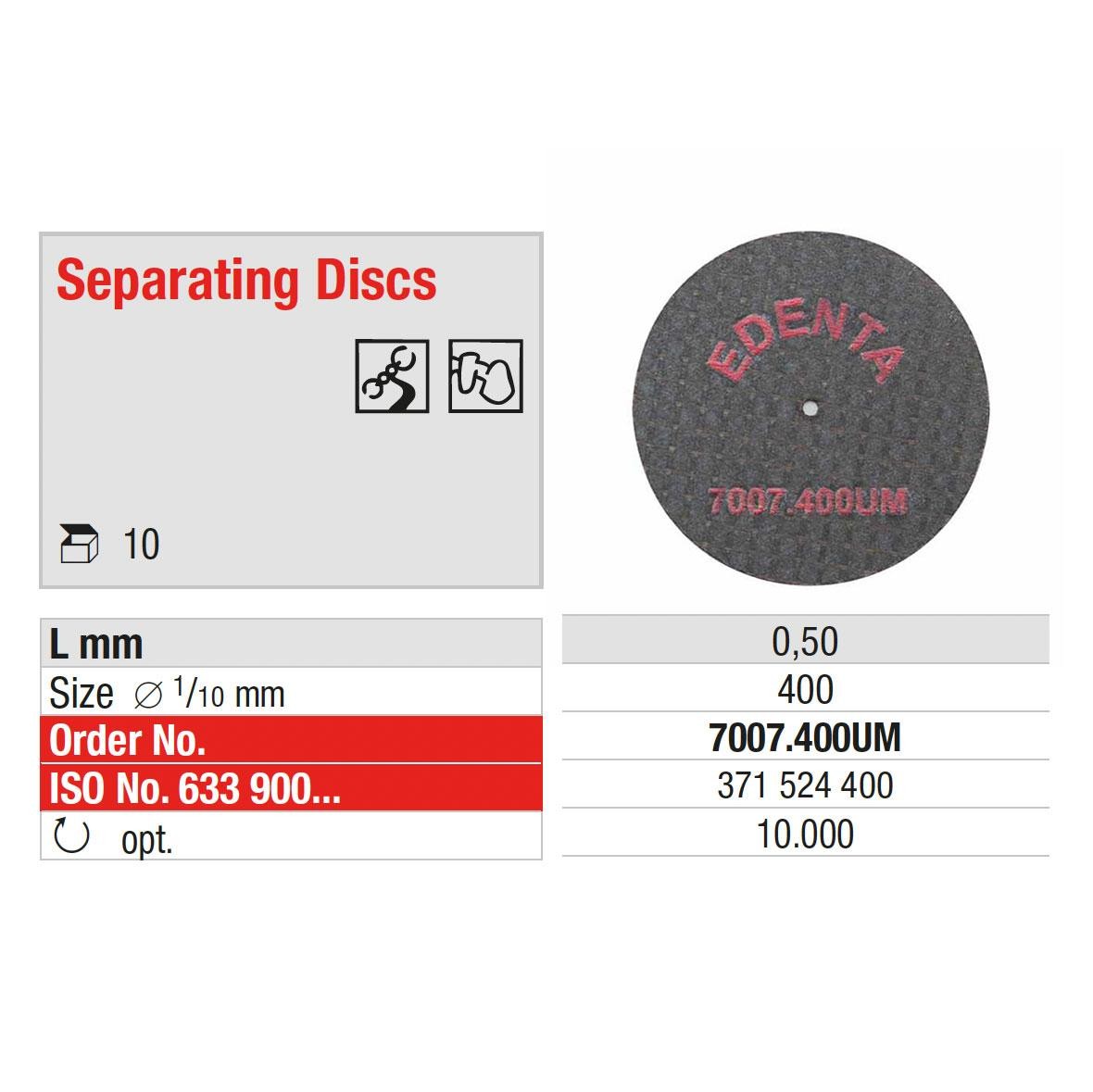 EDENTA | 7007-400UM 10x disque à séparer - fibré renforcé