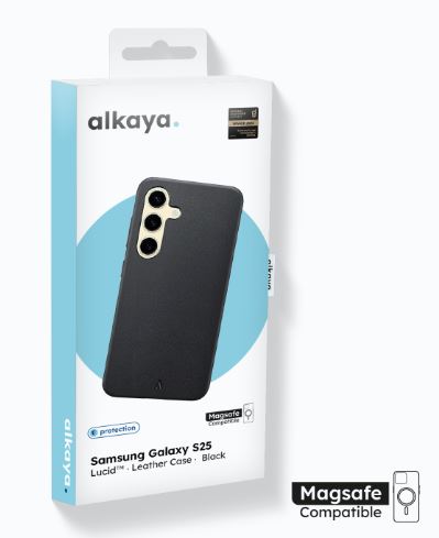 alkaya Lucid MagSafe Handy Cover Intellig. Leder Samsung Galaxy S25, schwarz