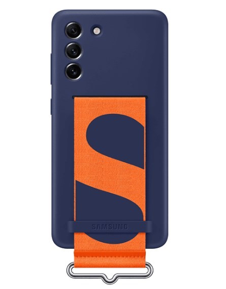 Samsung Silicone Cover mit Strap für Galaxy S21 FE Navy