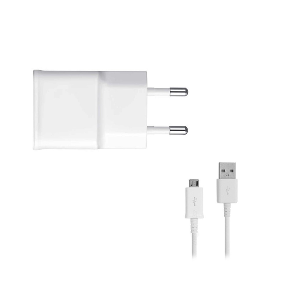 Samsung - EP-TA50EWE - USB Adapter + ECB-DU4AWE - Micro USB Cable - White BULK