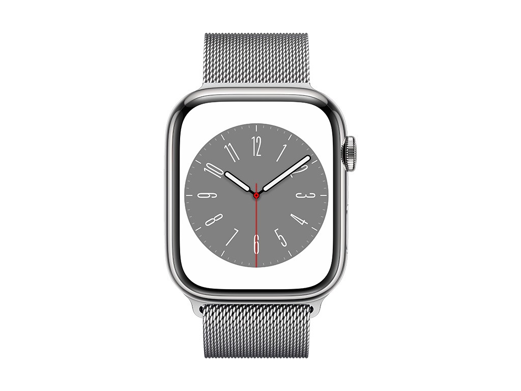 Apple Watch S8 Edelstahl 45mm Cellular Silber Milanaise Silber