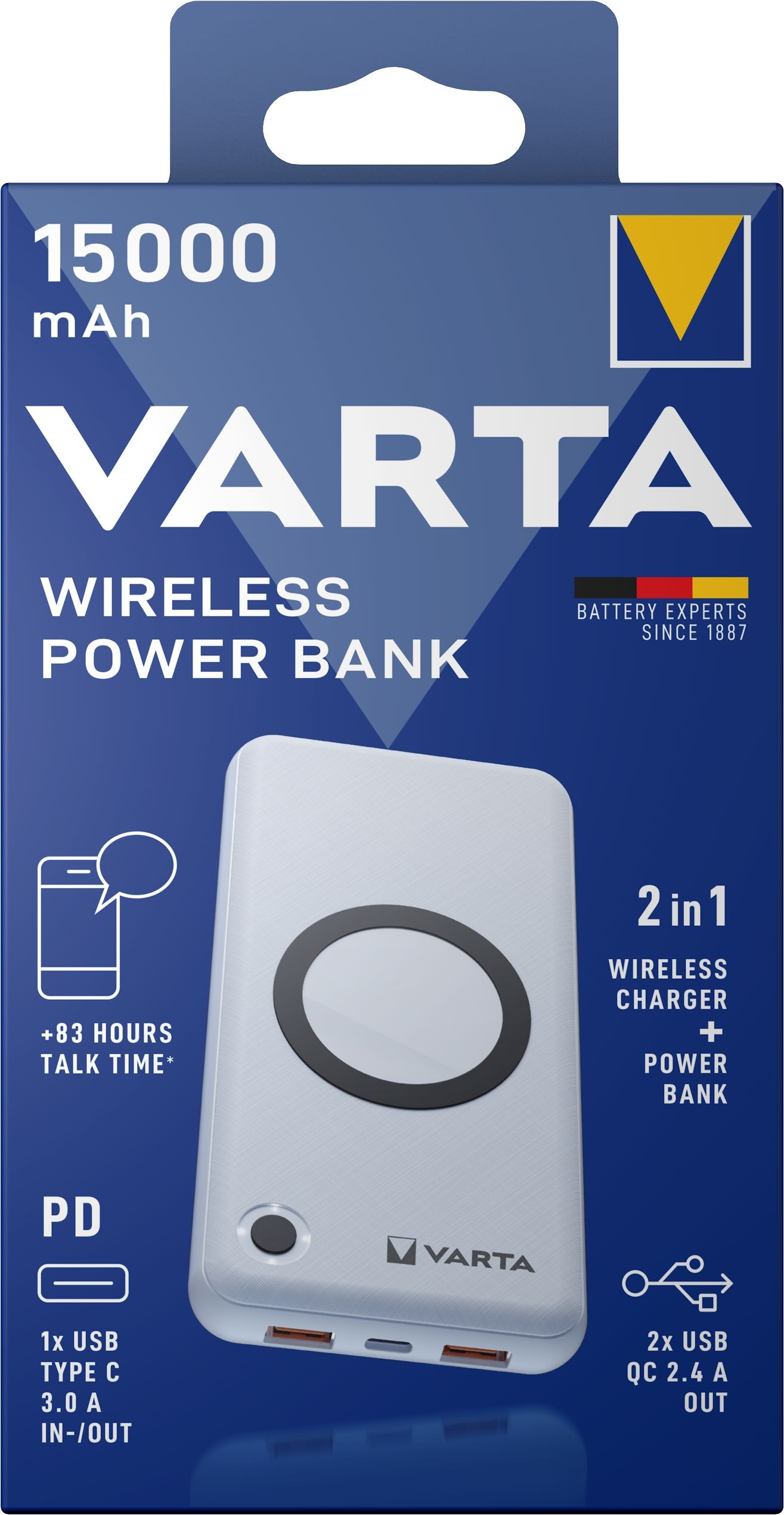 VARTA Wireless Power Bank 15000 mAh + Ladekabel