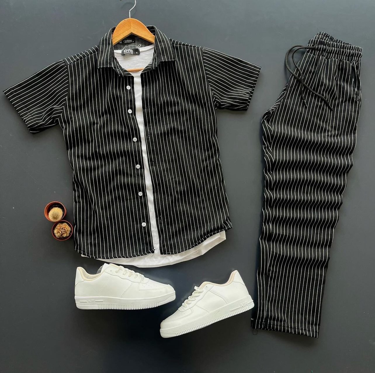 Camasa + Pantaloni Bumbac Negru