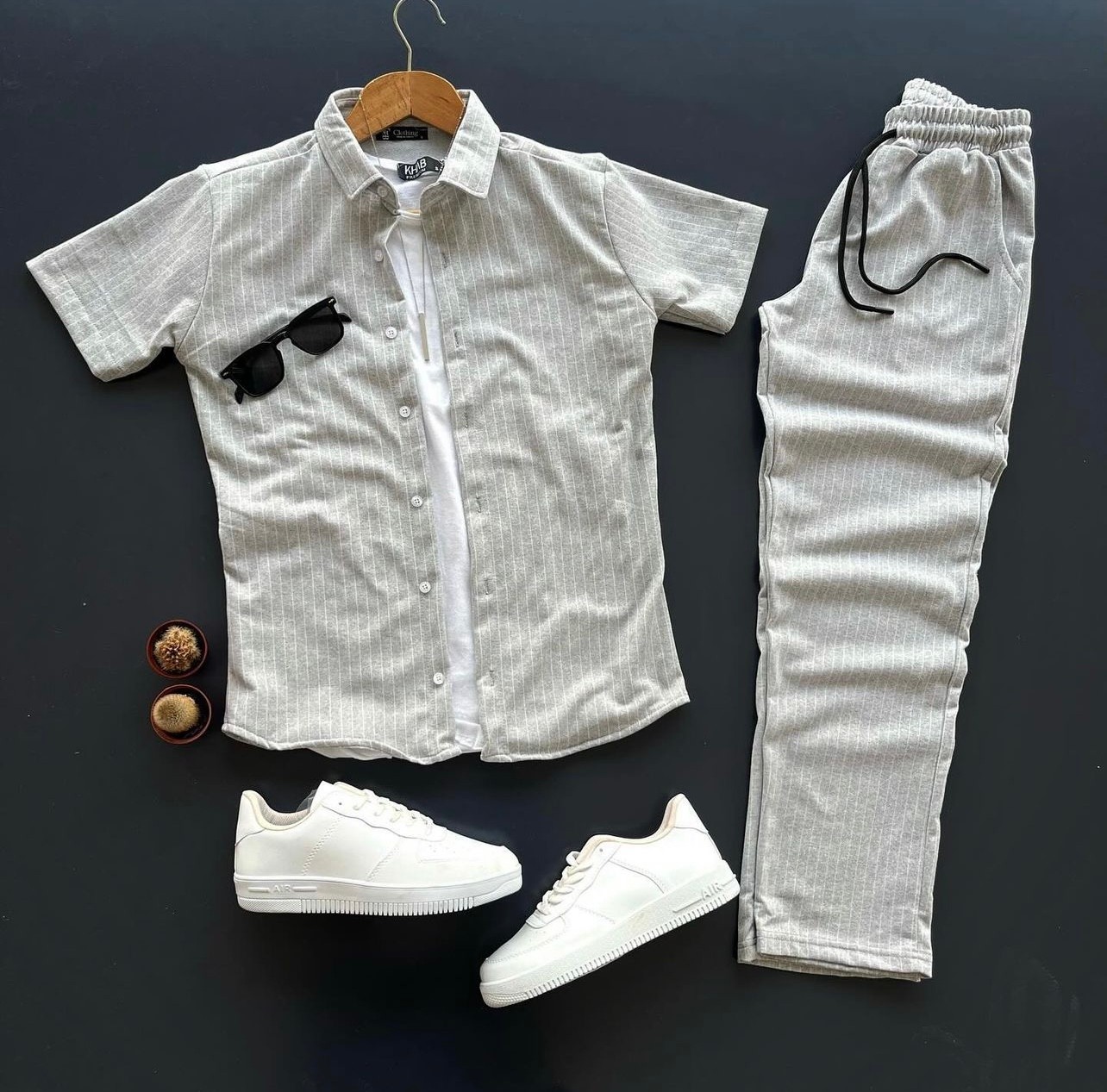 Camasa + Pantaloni Bumbac Negru