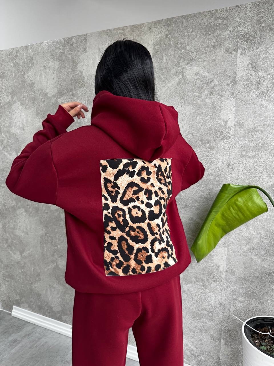 Set Trening Dama, 2 Piese, Verde cu Detalii Leopard