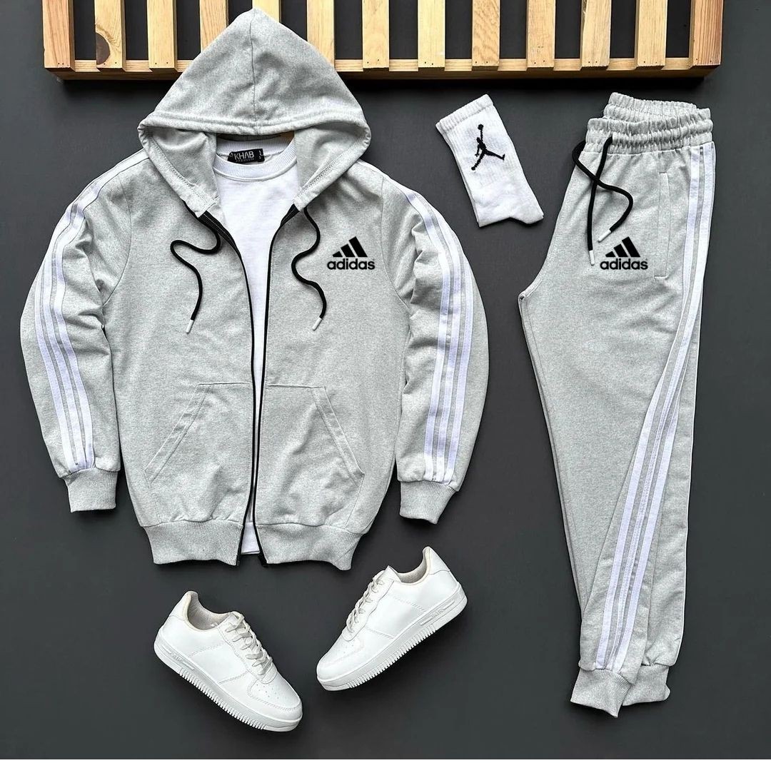 Compleu Bumbac Cu Gluga + Tricou + 2 Perechi Sosete Jordan Lungi Alb