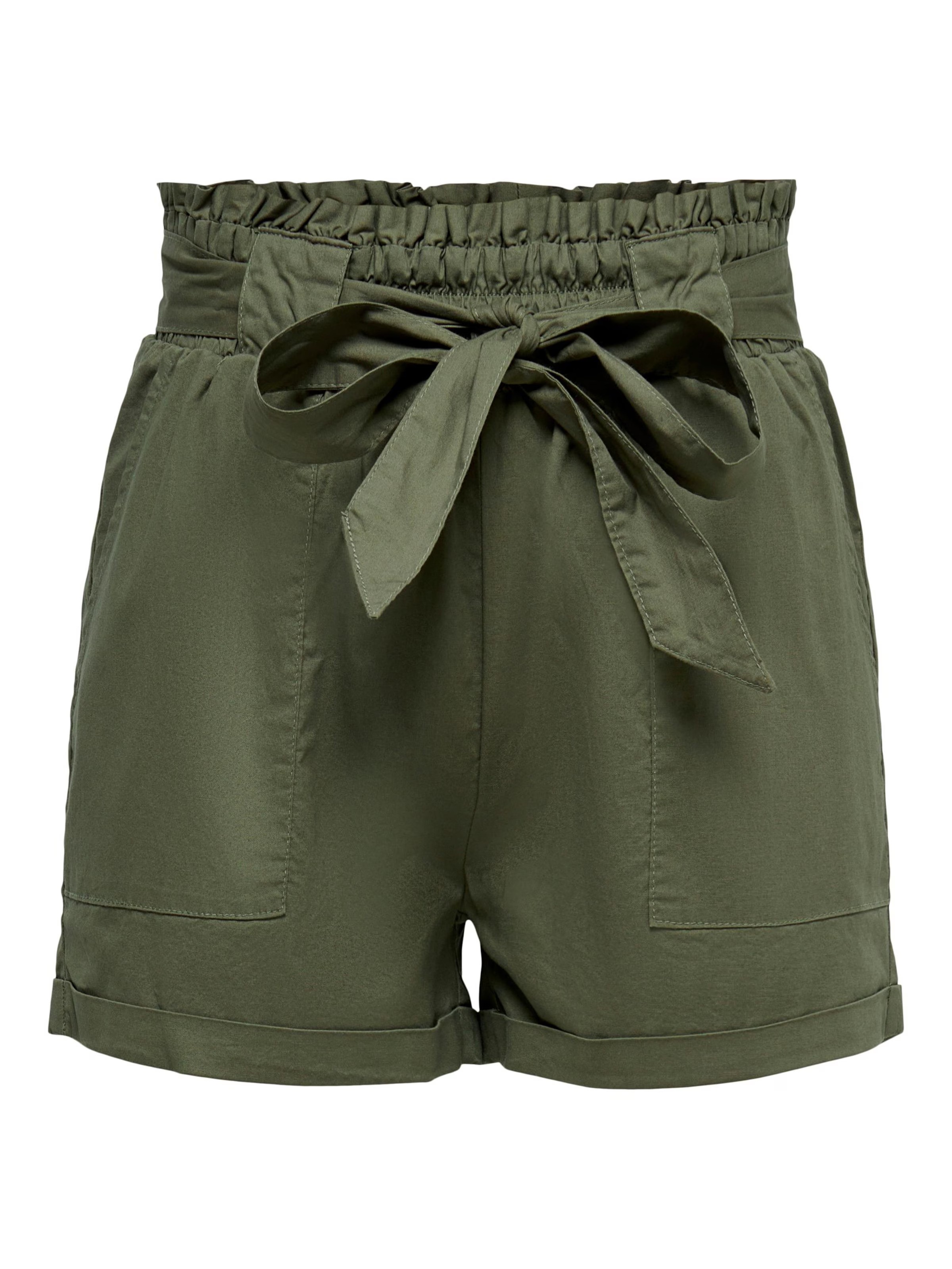 Sommerliche Shorts mit Bindegürtel olivengrün