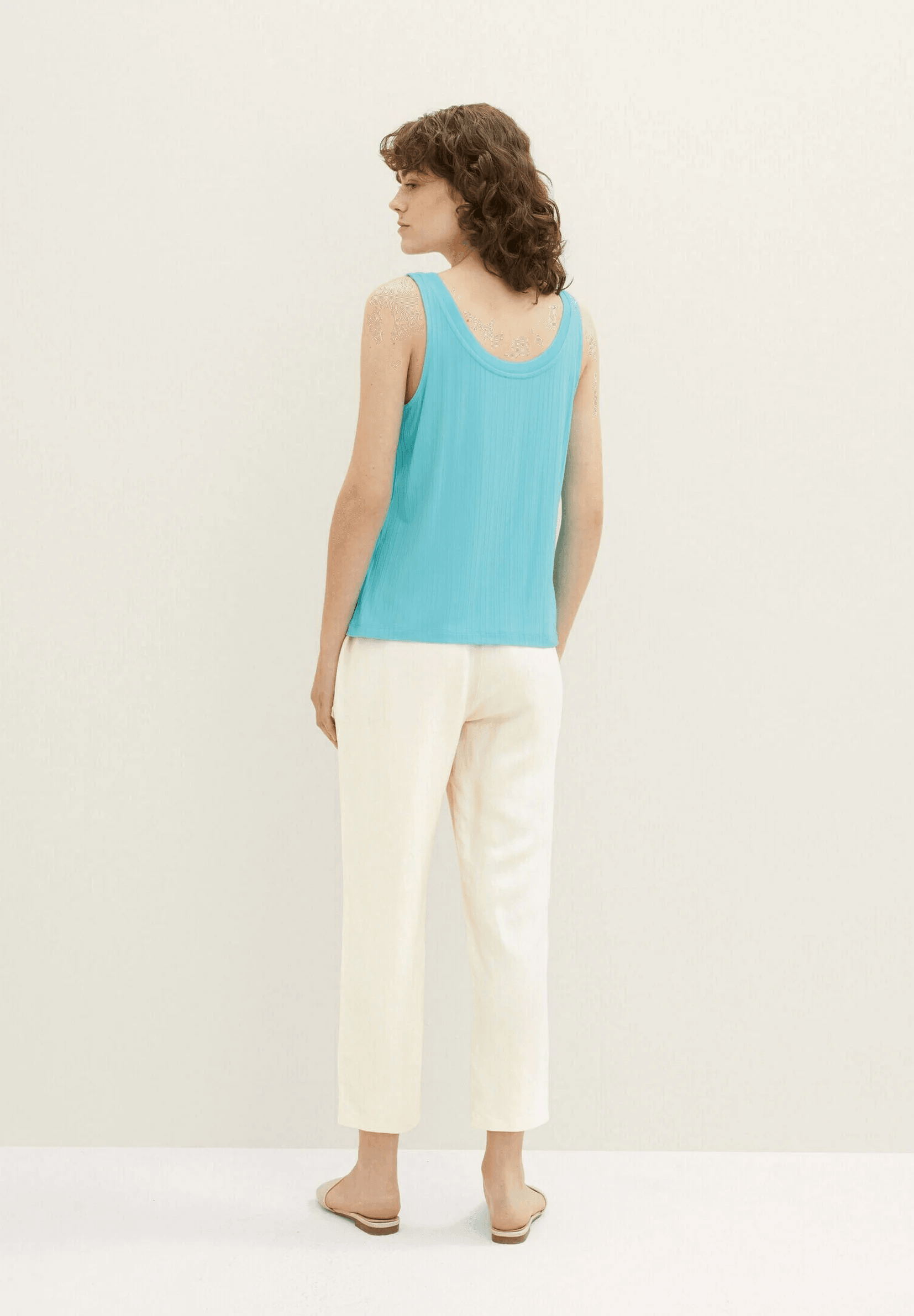 Geripptes Tanktop hellblau