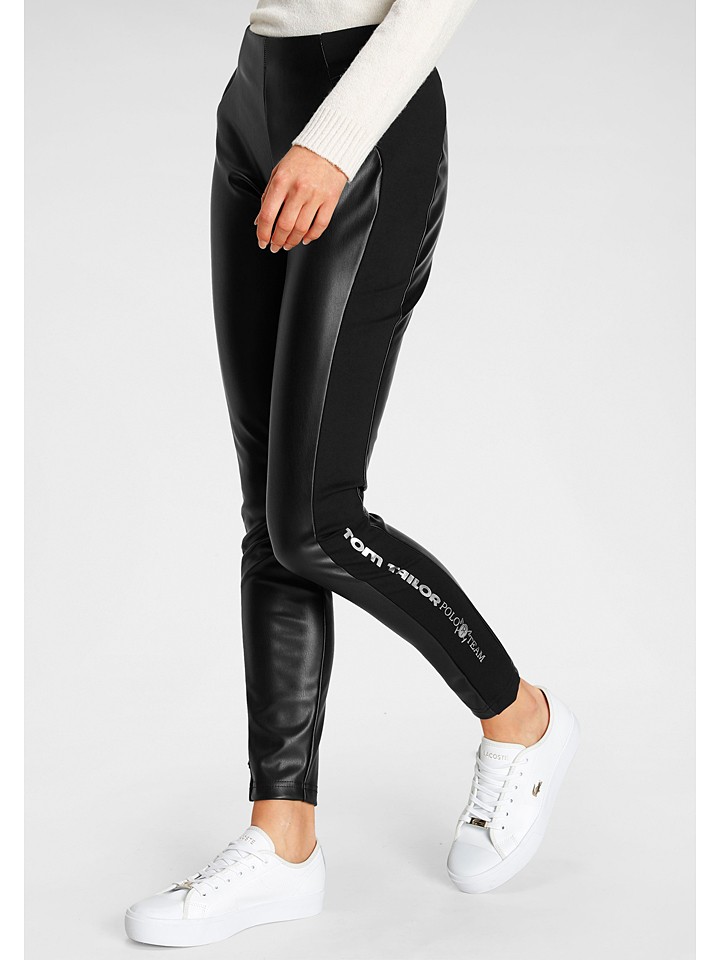 Stylische PU-Leggings Schwarz