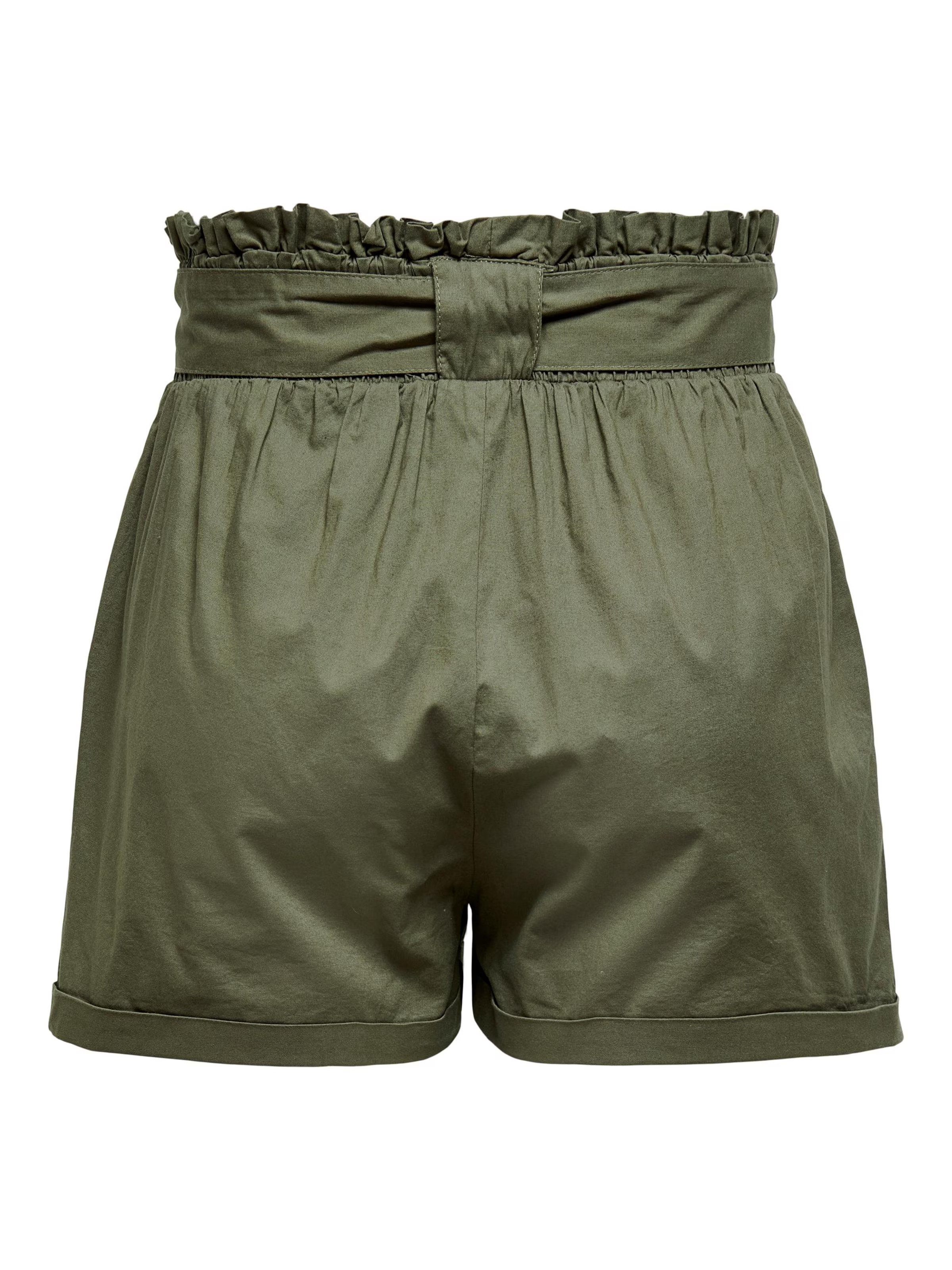 Sommerliche Shorts mit Bindegürtel olivengrün