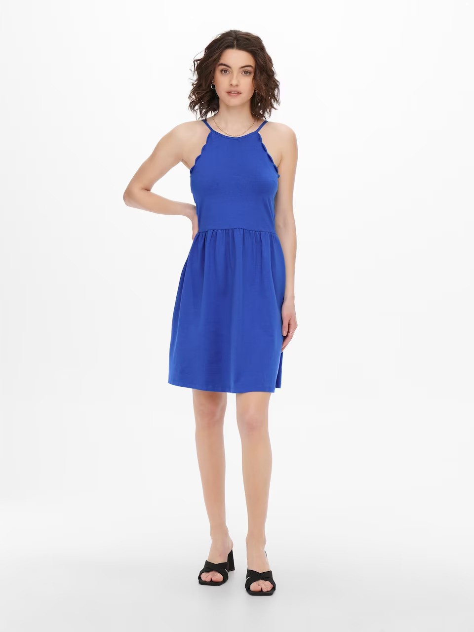 Sommerkleid mit Spagetti Träger Royalblau