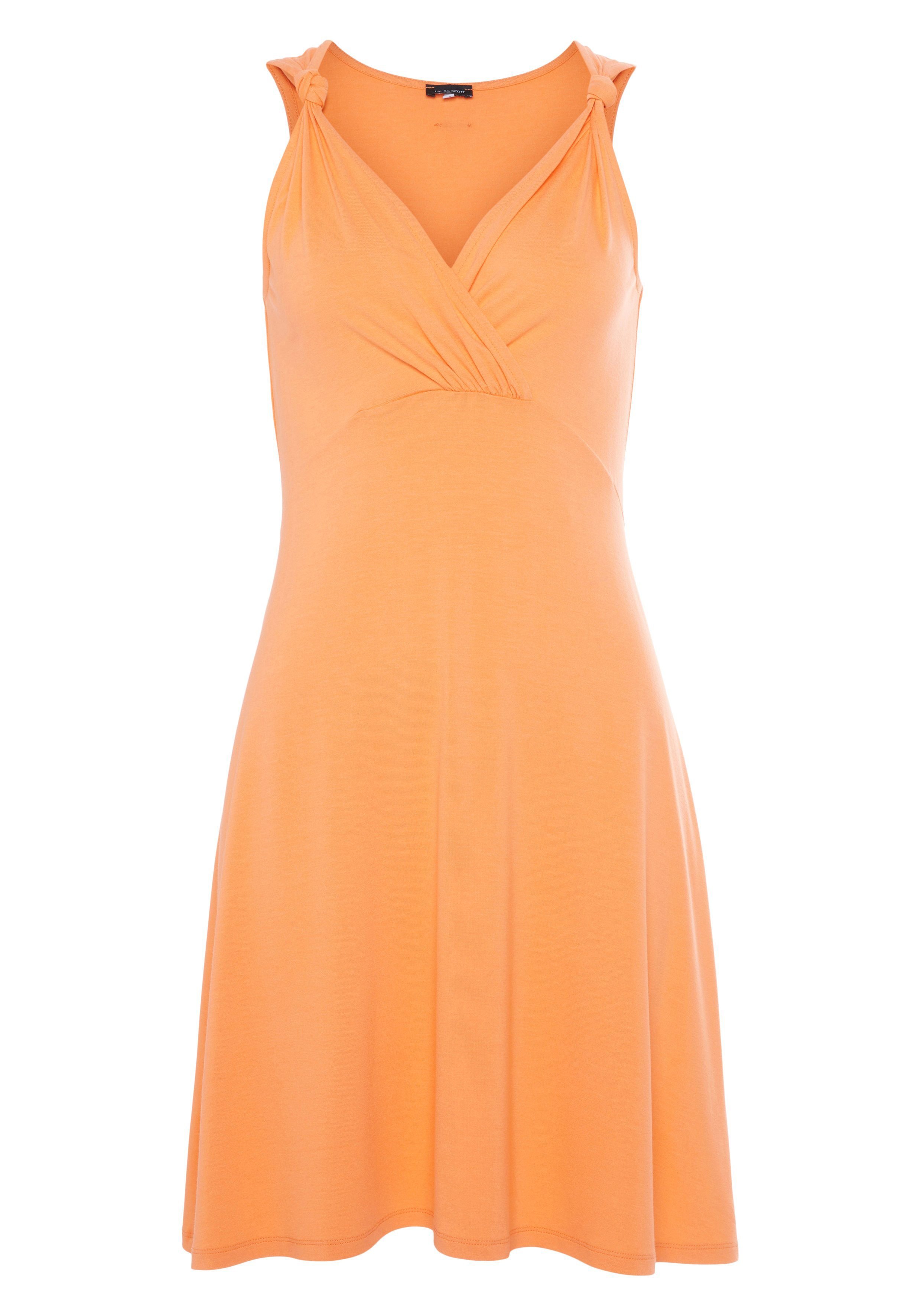 Jerseykleid mit Schulterknoten Orange