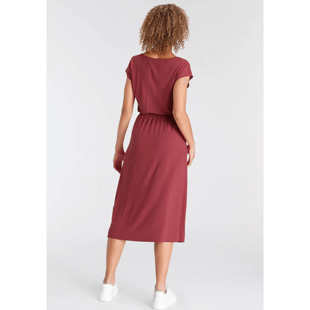 Kleid Mit Bindegürtel mattrot