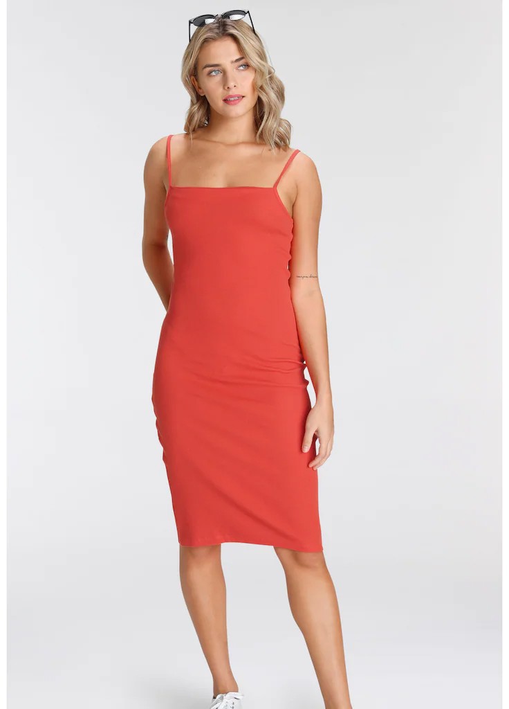 Kleid Basic Bodycon Dunkelorange