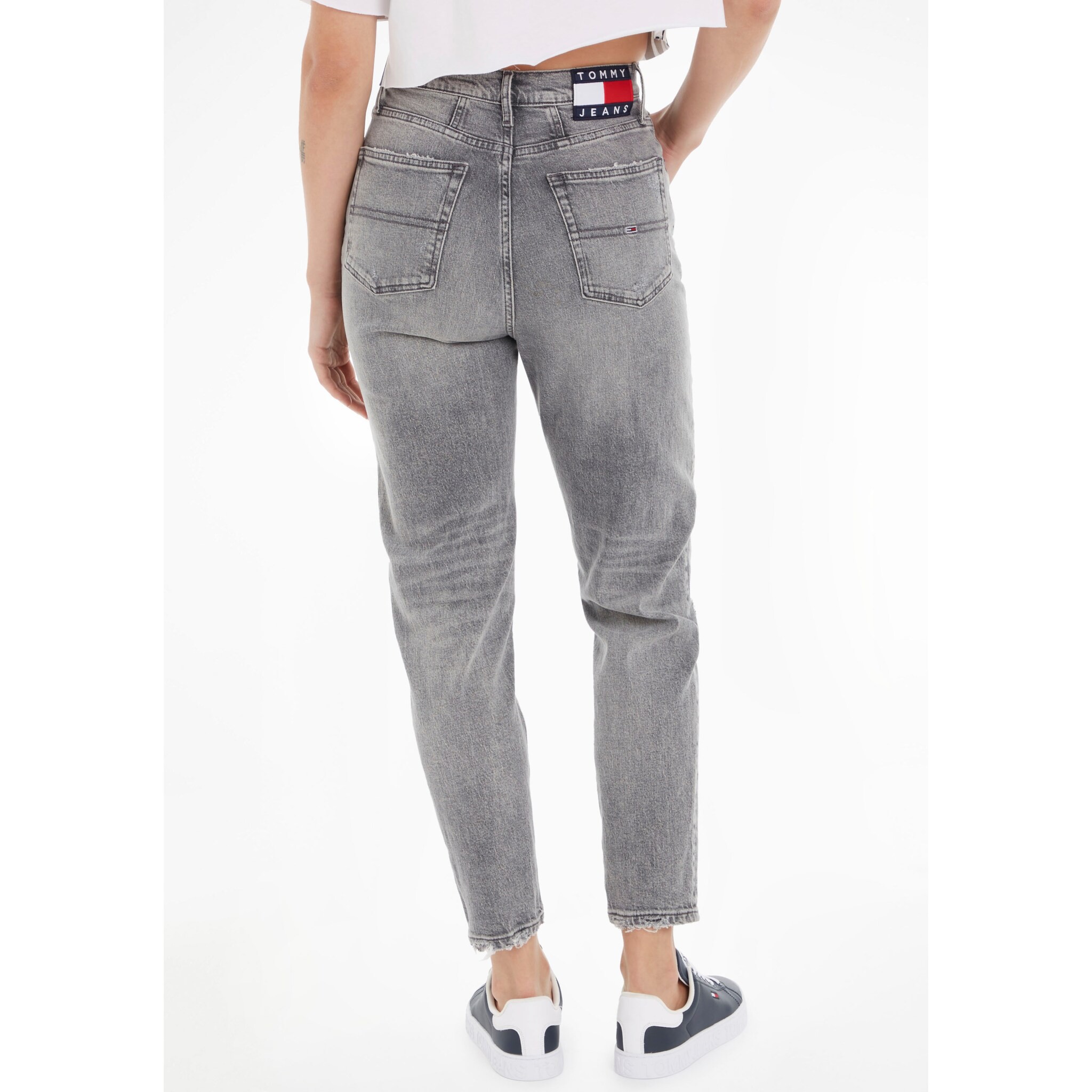 Bequeme Jeans Mom Uhr Taper Grau