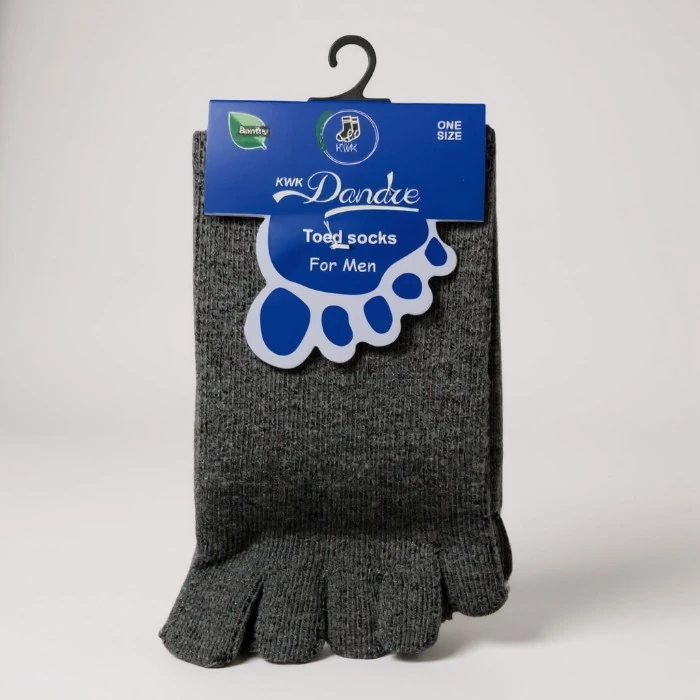 DANDRE 6 Paar Zehensocken Strümpfe Antibakteriell anthrazit one size 90% Bambus
