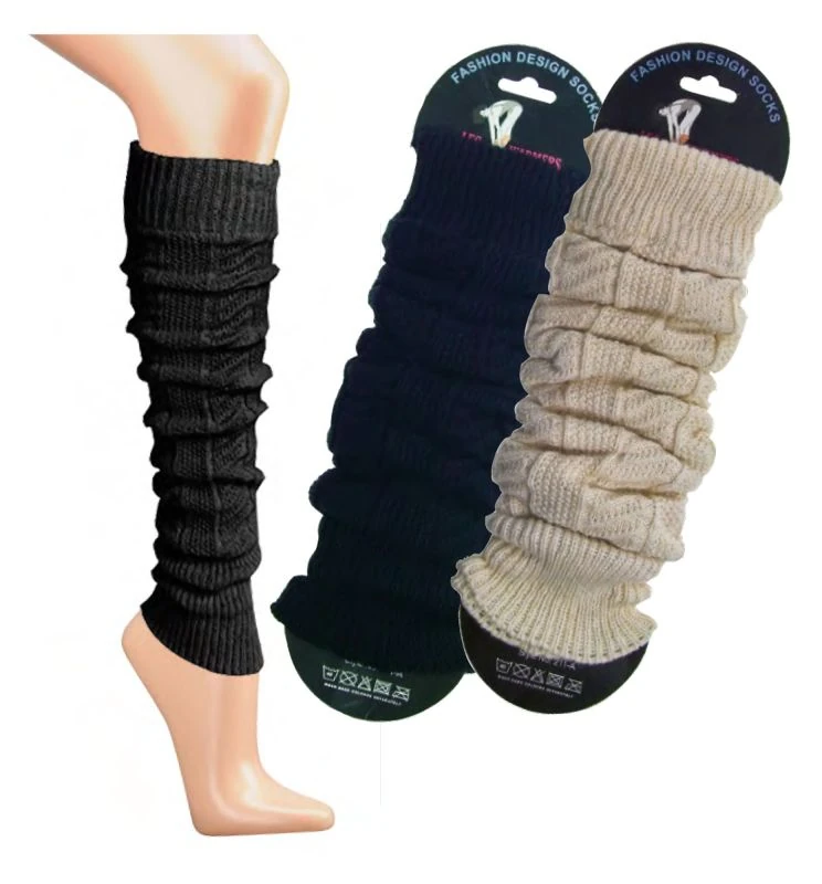 Stulpen-Legwarmers Damen Bein und Arm Stulpen mit Wolle Schwarz Wollweiß 1 Paar