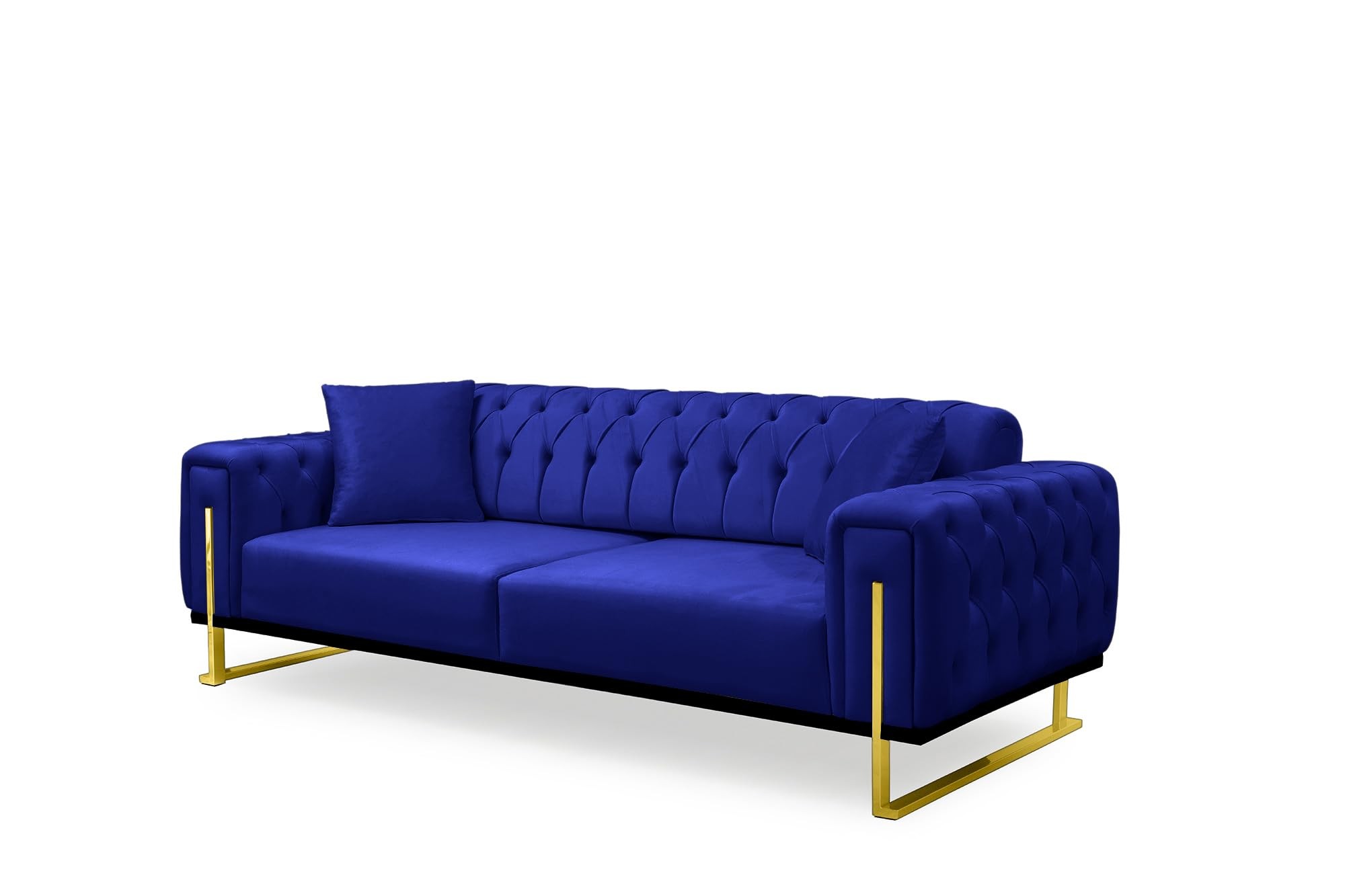 Bienne Furniture Couchgarnitur Harmonie 3-Sitzer+2-Sitzer+Sessel (Gold Farben, Blau)