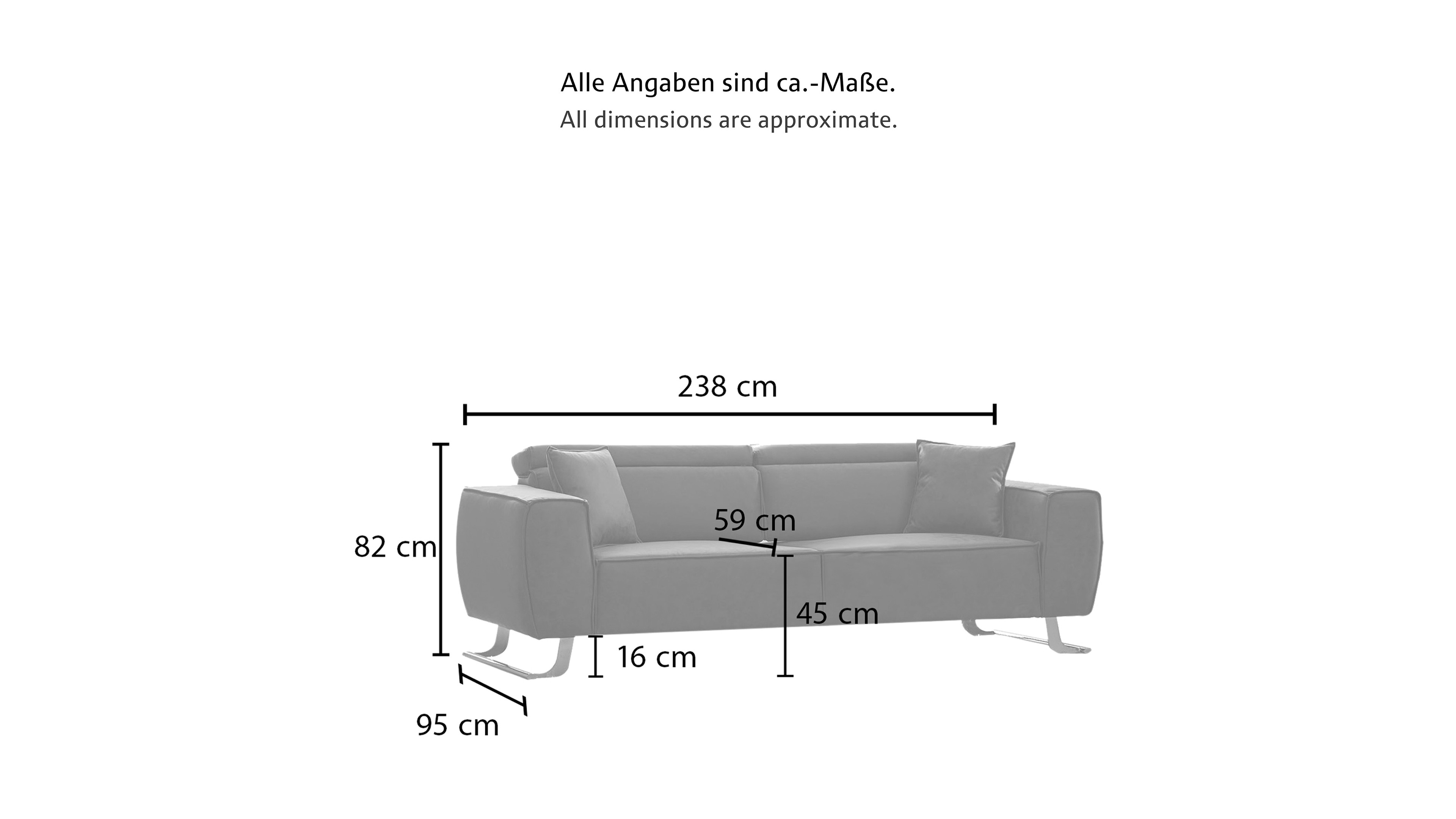 Atlanta Couchgarnitur-Polstergarnitur mit Bettfunktion & Kopfstütze verstellbar