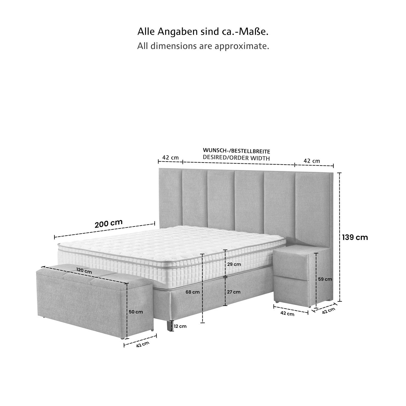 Boxspringbett  SELİN mit Bettkasten inkl. Matratze